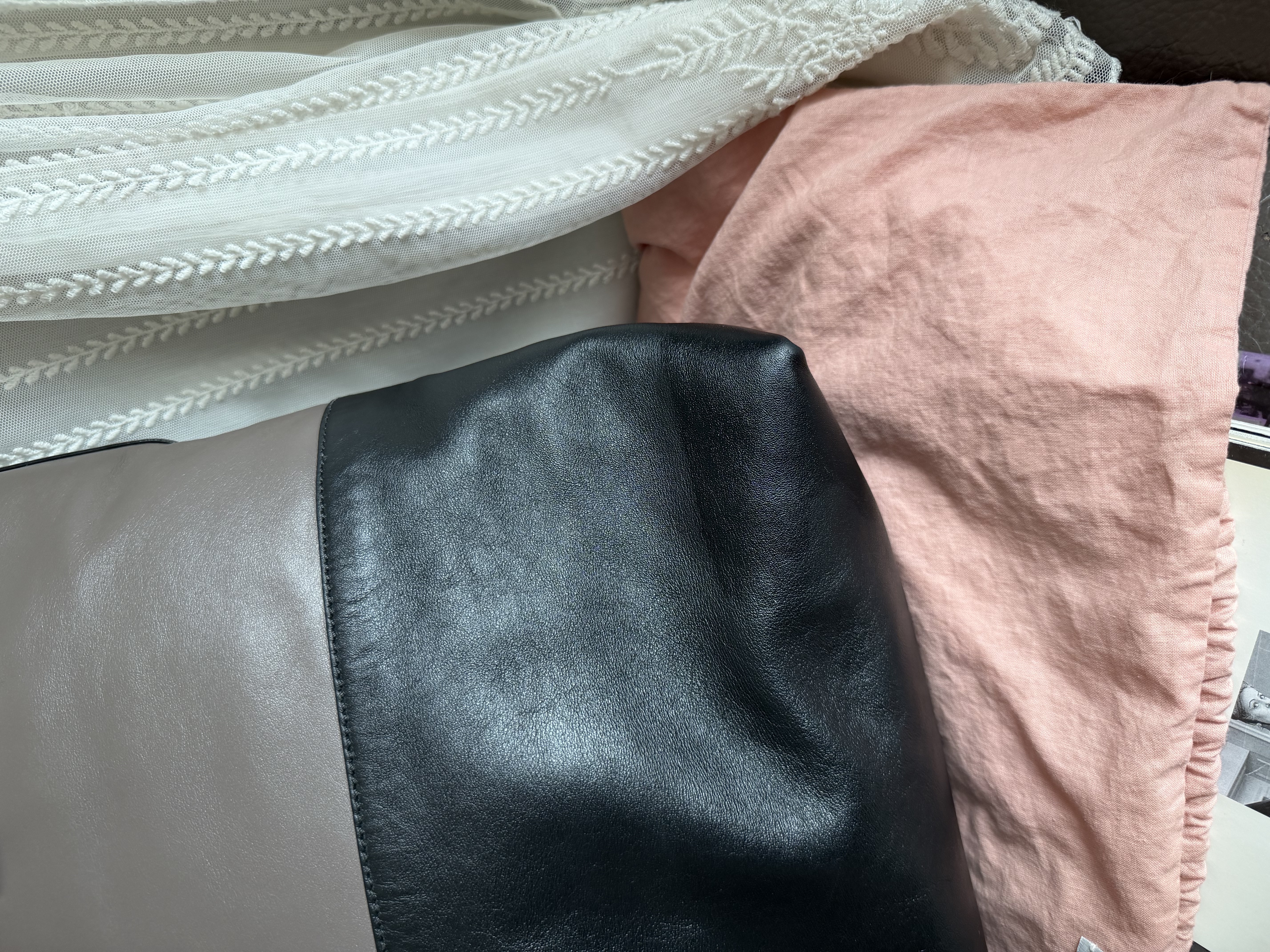 Miu miu ivy black grey leather tote bag