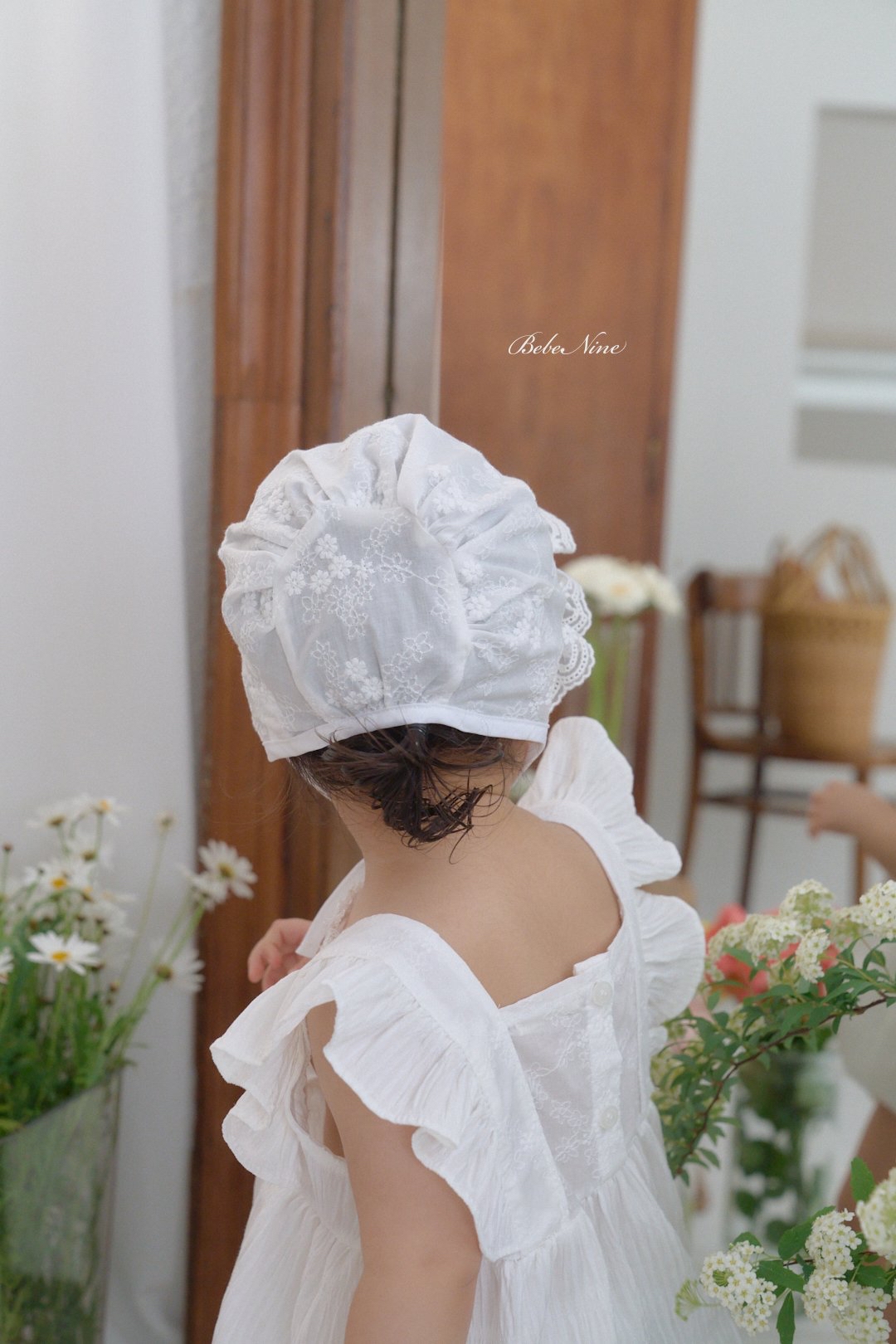 ☀️預訂 韓國直送☀️🇰🇷Bebeninie蕾絲花邊純棉嬰兒包耳帽