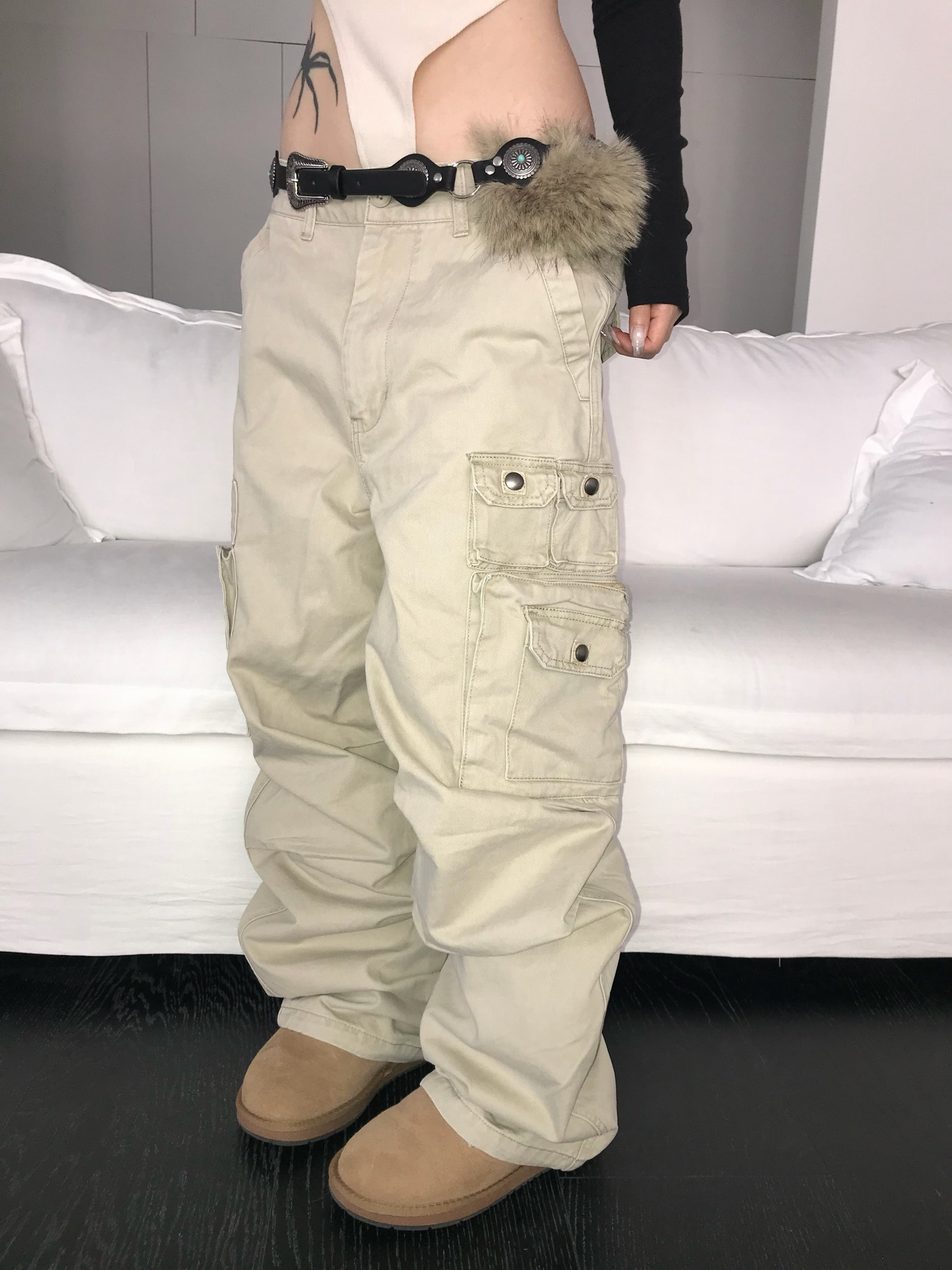 Multi-Pocket Wide-Leg Cargo Pants