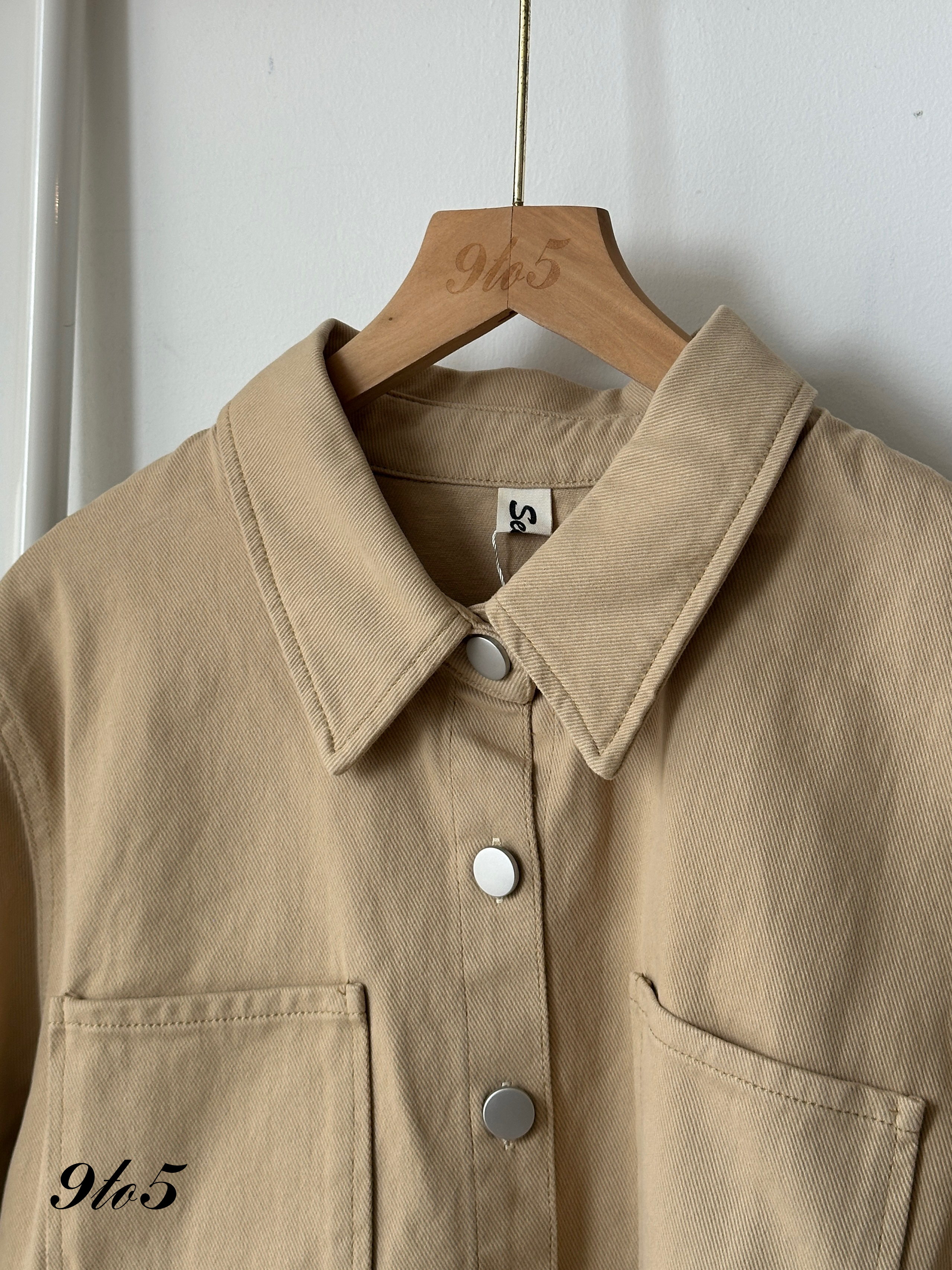 T4037 Denim Crop Jacket - Khaki