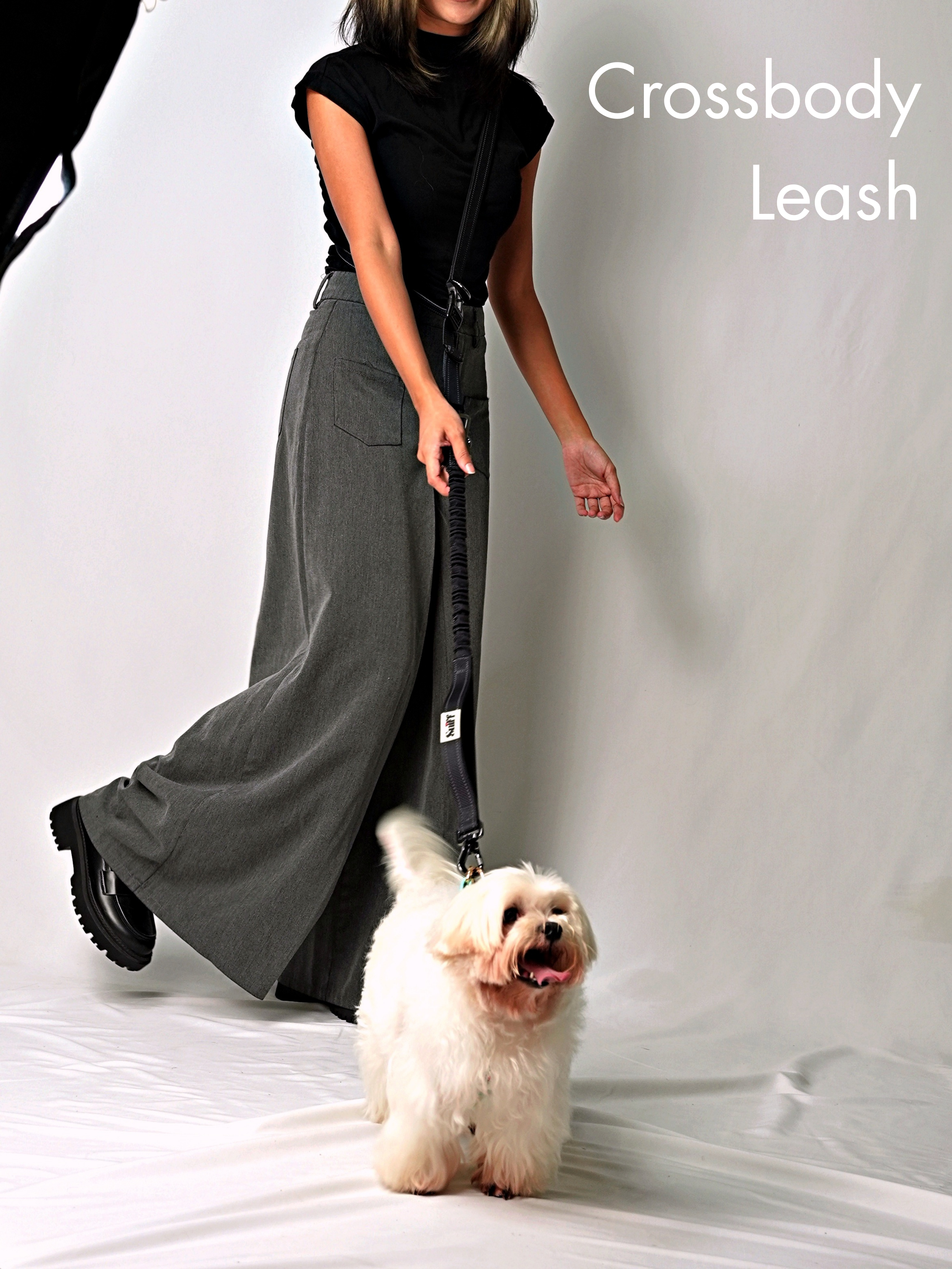 Hands Free Multifunction Leash with Poop Bag - Black