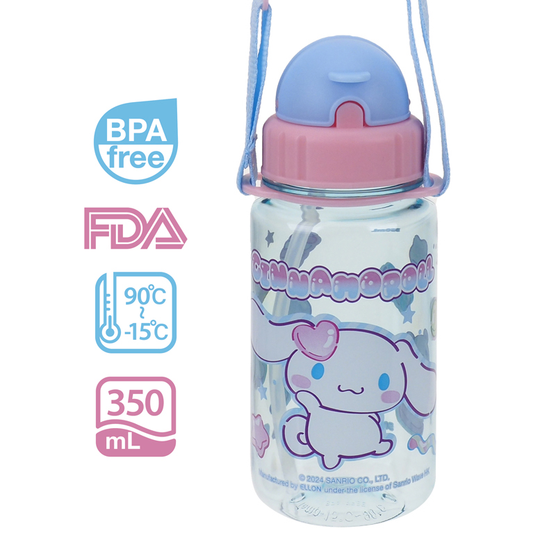 Cinnamoroll 350ml BPA Free Water Bottle With Straw & Neck Strap 膠水樽連飲管及頸繩