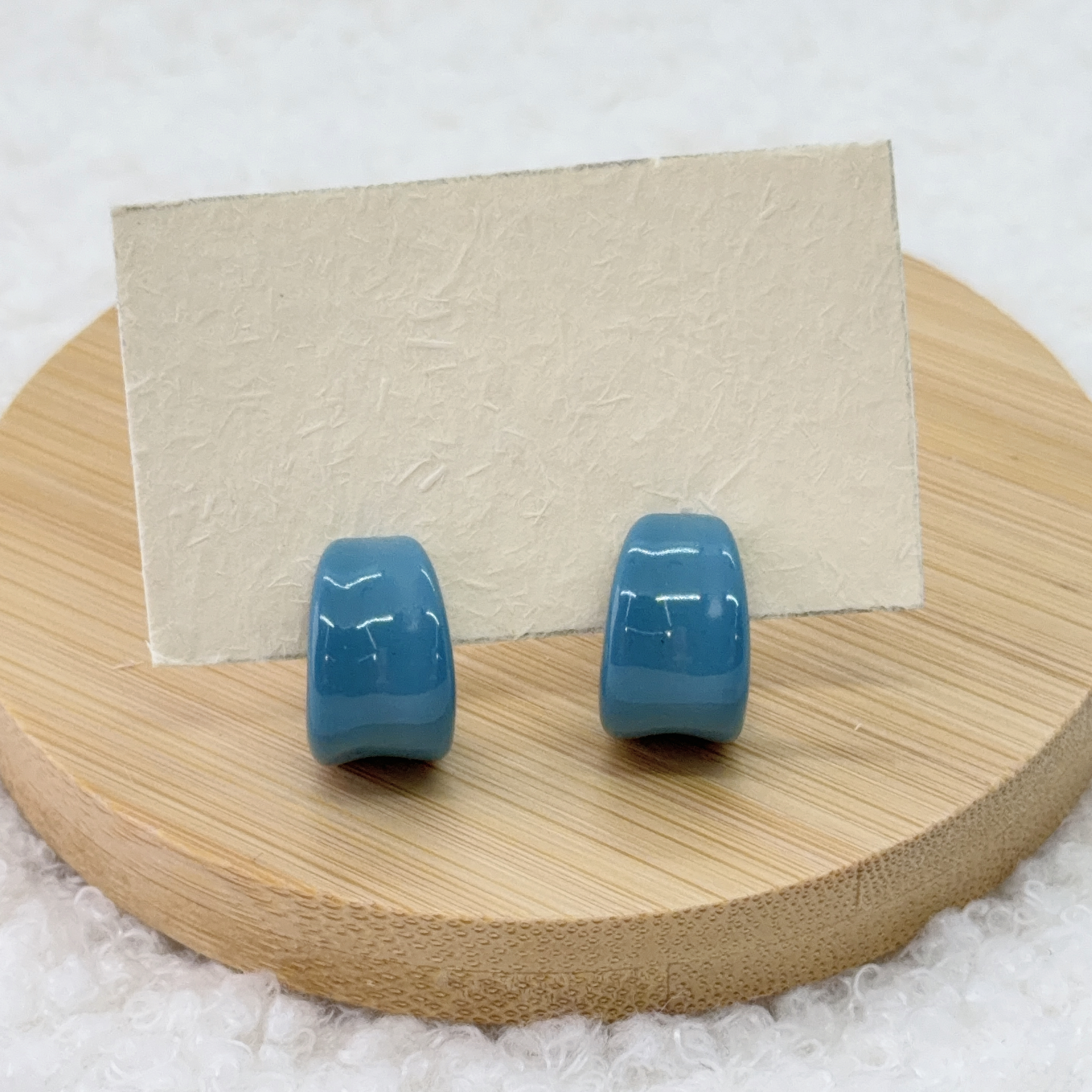 藍色滴油耳環