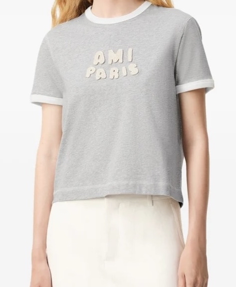 AMI 男女同款 灰色 logo Tee Size XS/S/M/L