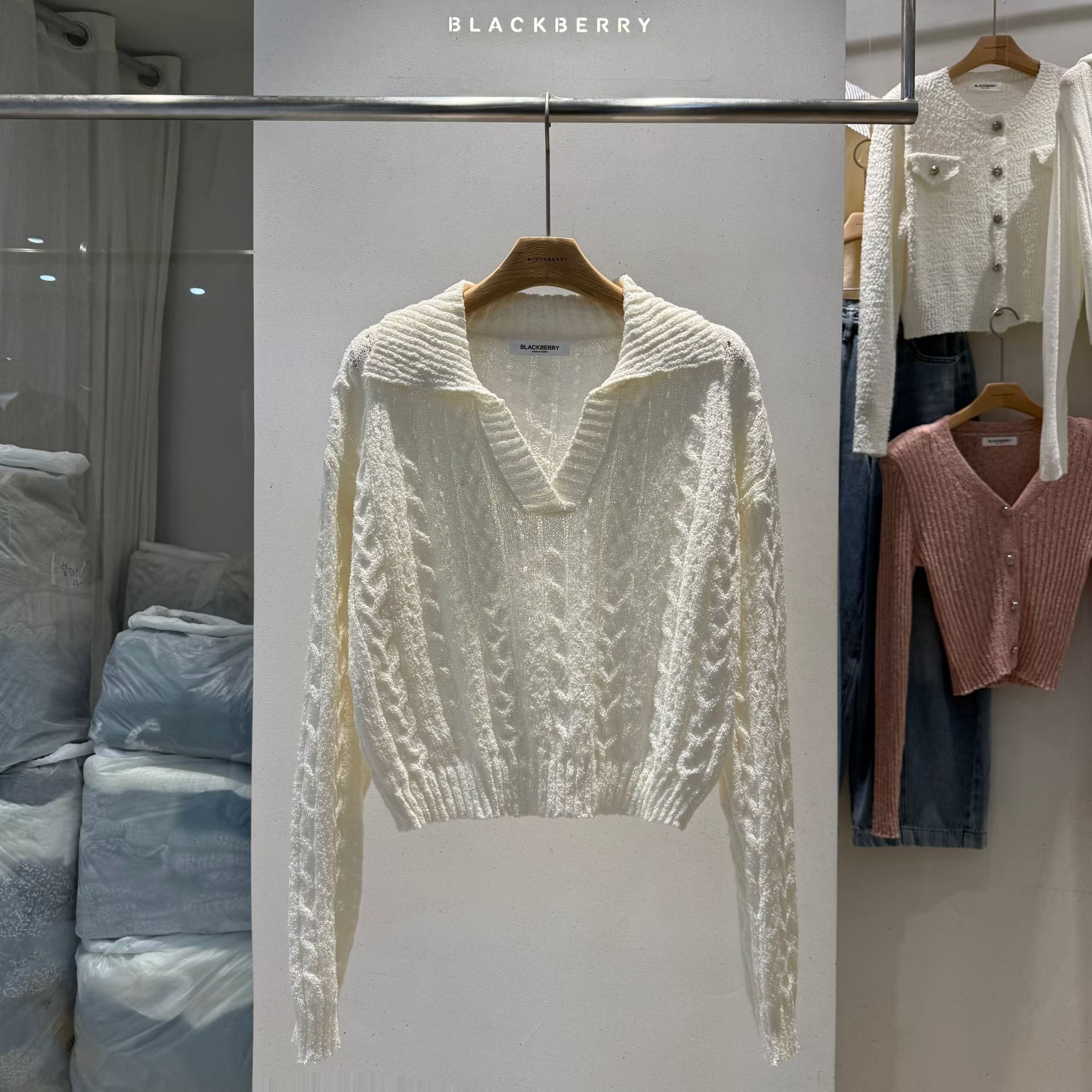 麻花有領針織top 