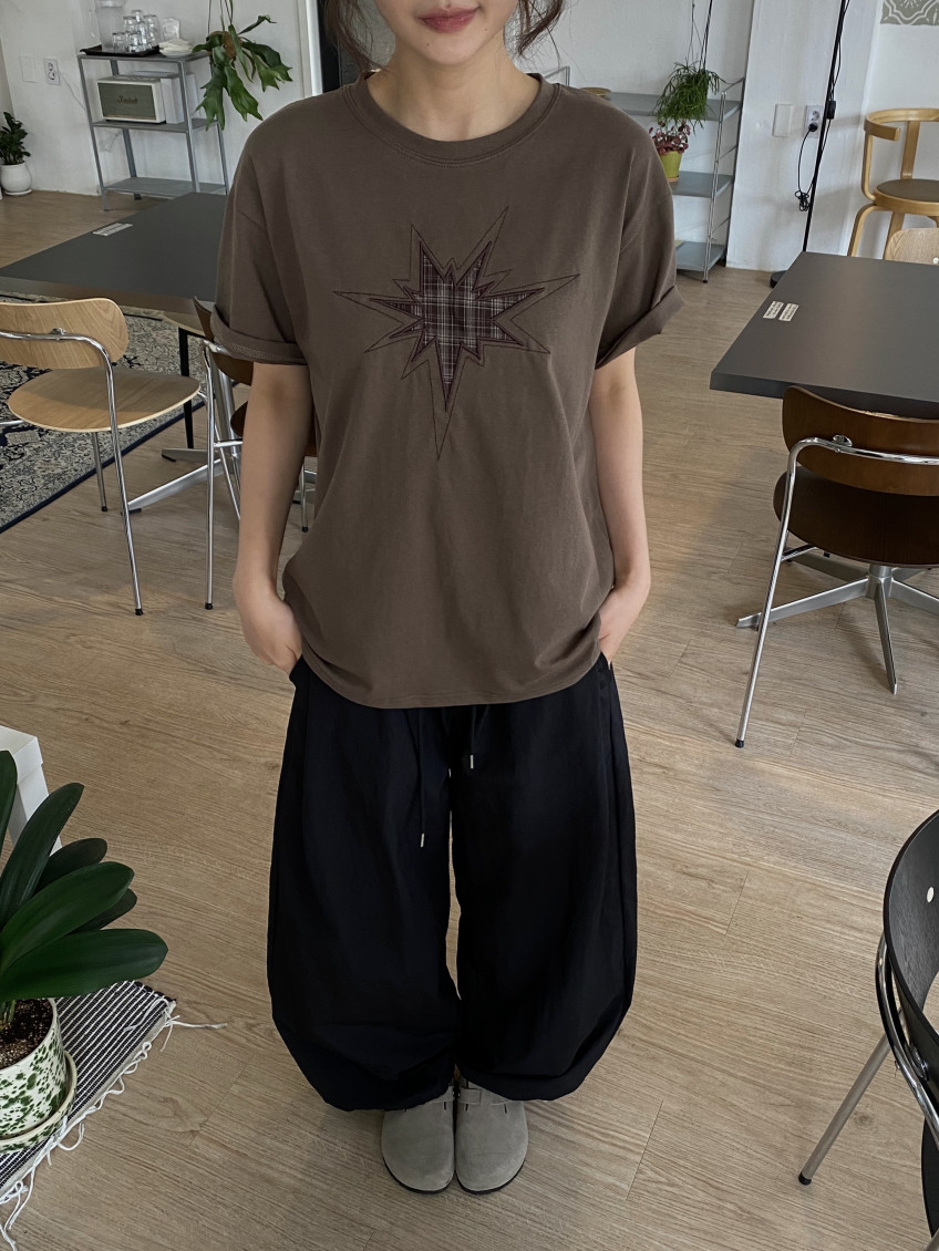 Plaid Star Patchwork Oversized Tee