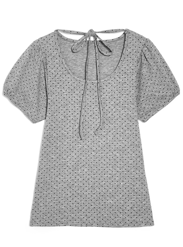 波點領絲帶上衣 [ru1449]