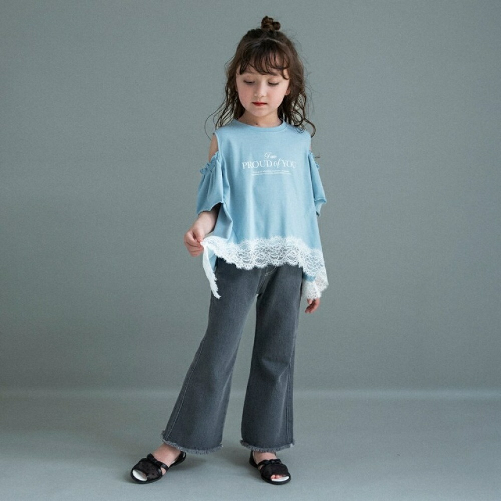 🆕【⭐訂購⭐】🌀 🇯🇵 日本直送🇯🇵 露肩 荷葉邊 蕾絲下擺 短袖TEE［2款選］🌀[ELDA-0236][260526]