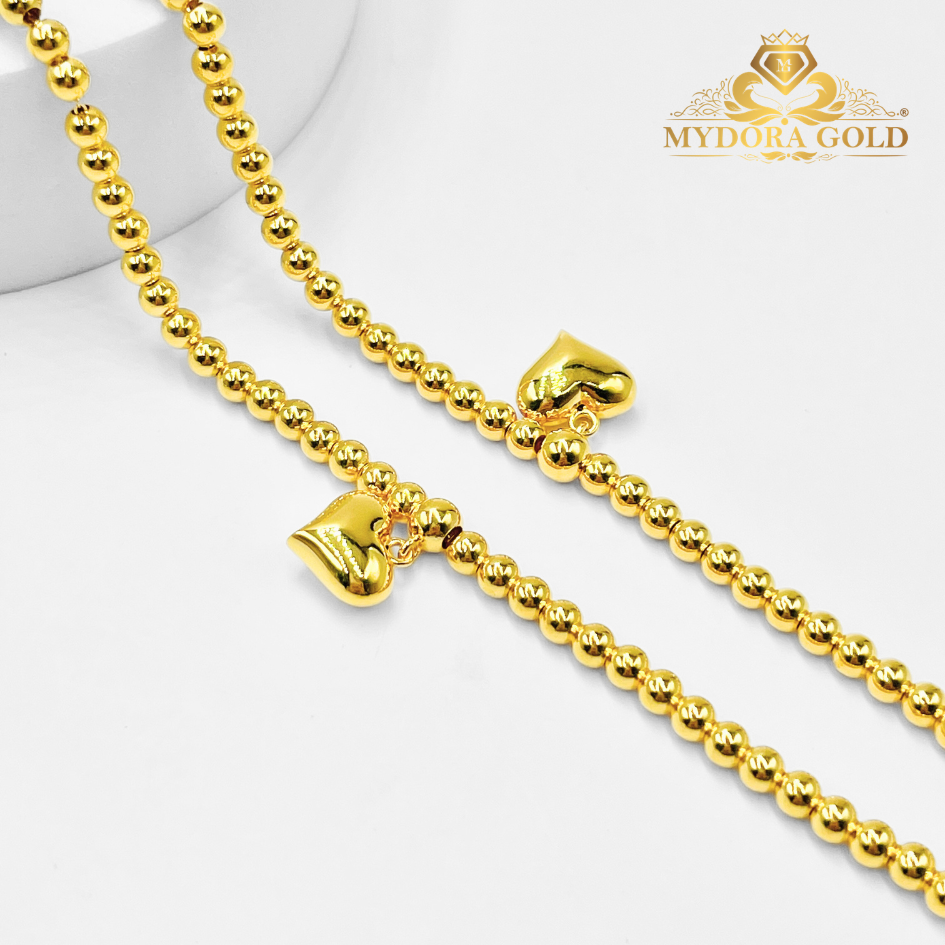 MYDORA Rantai Tangan Boba Gantung Love Licin l EMAS 916/22K