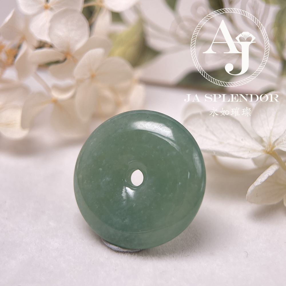 JN-178 天然翡翠A玉 冰種滿綠平安扣