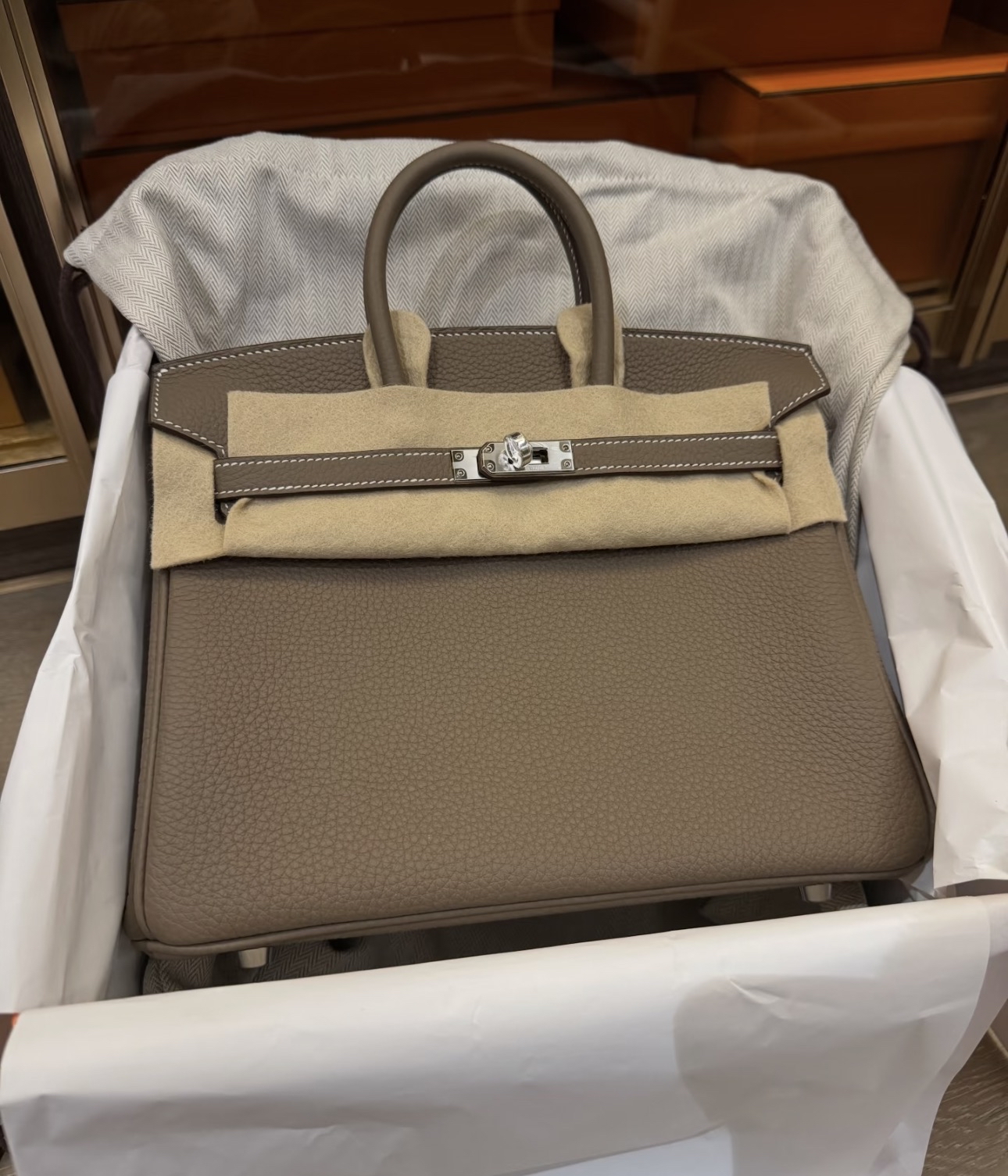 WhatsApp 查價📲 Birkin 25 大象灰銀扣 TOGO G STAMP