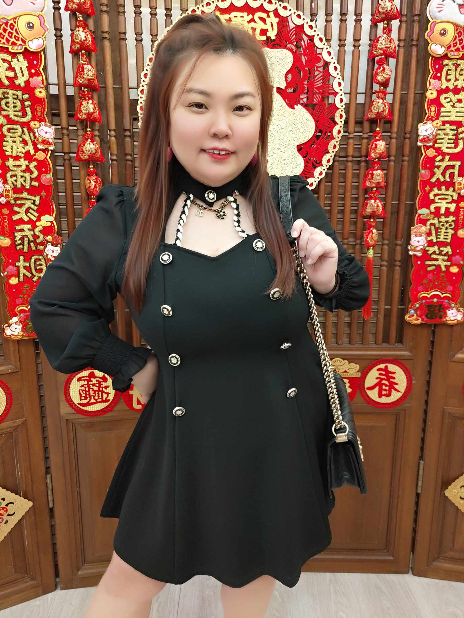 DBB04 TW#1090A 挂颈小心机双排扣连衣裙