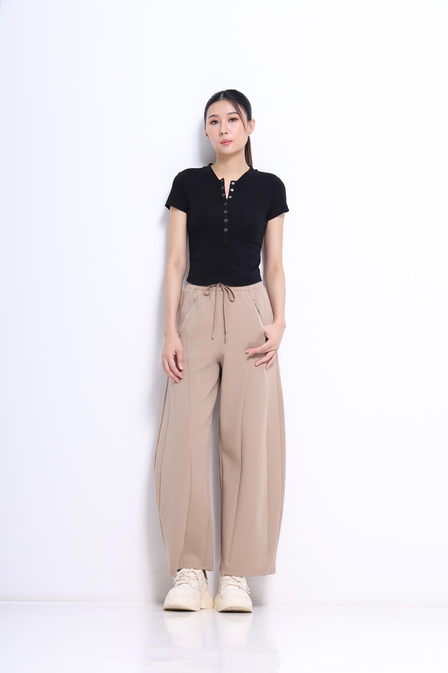 CB2726 BUTTON DETAILED SHORT SLLV TEE