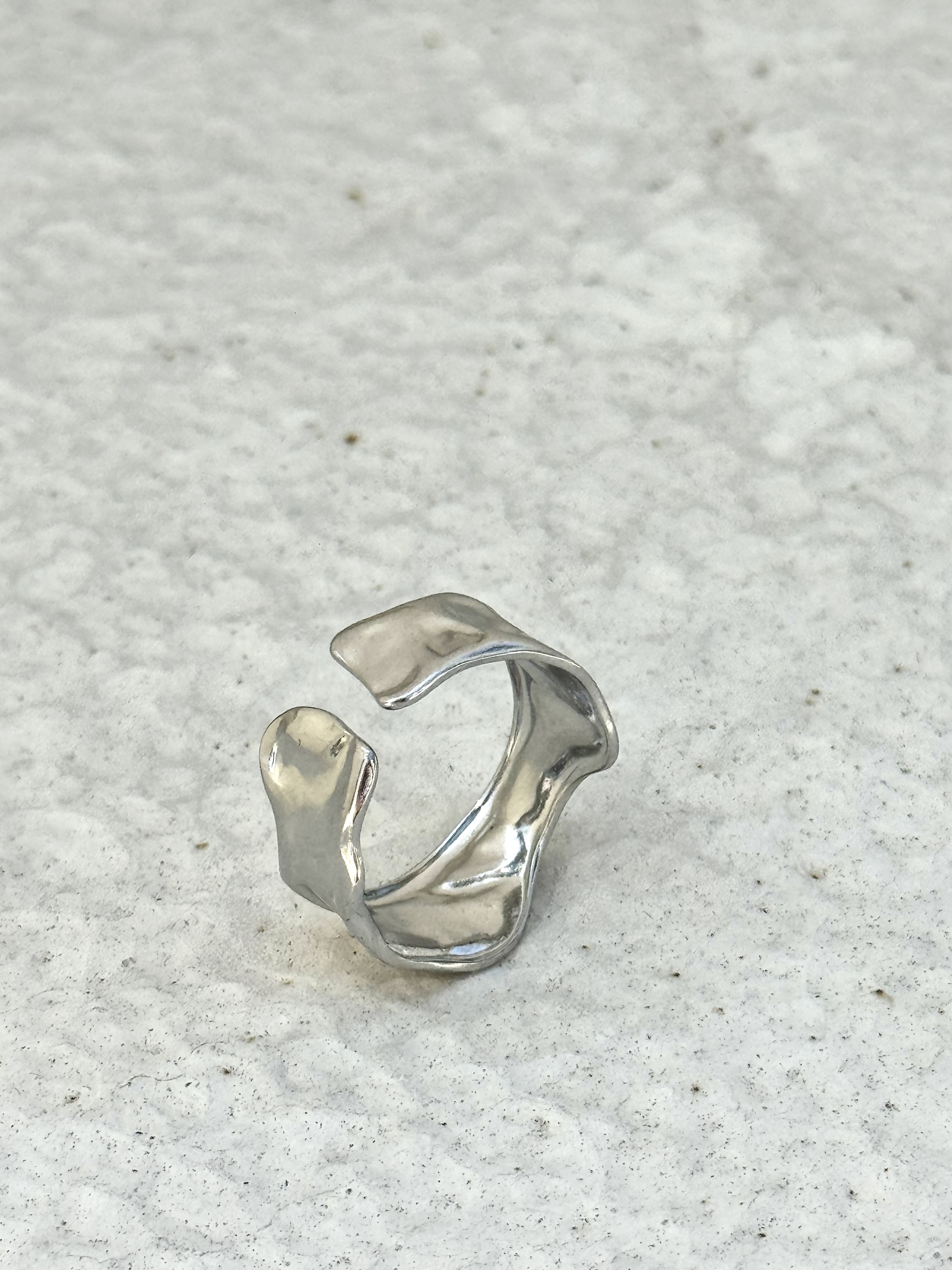 Sliver irregular stainless ring