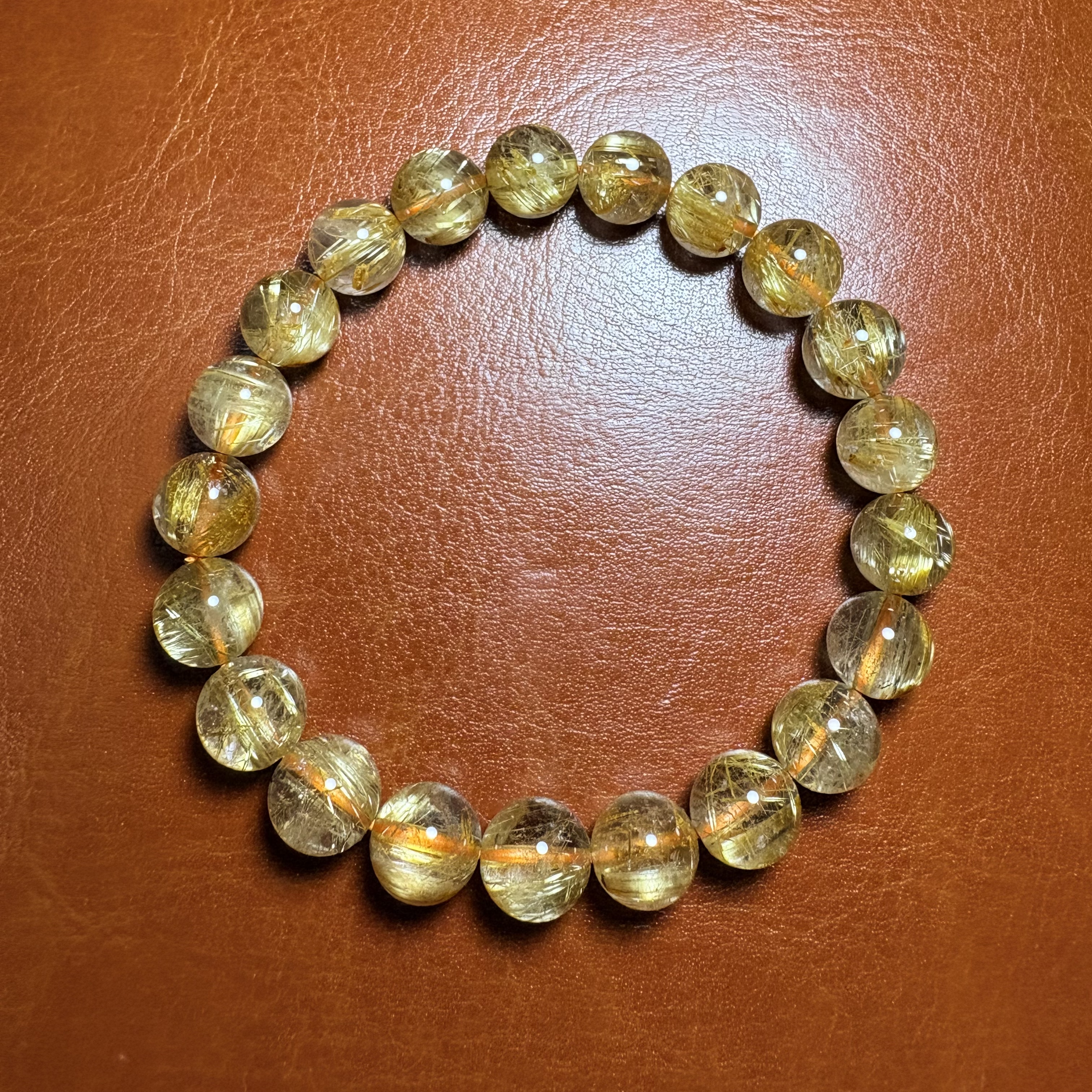 9mm5A+金鈦晶髮晶手串No.A6105