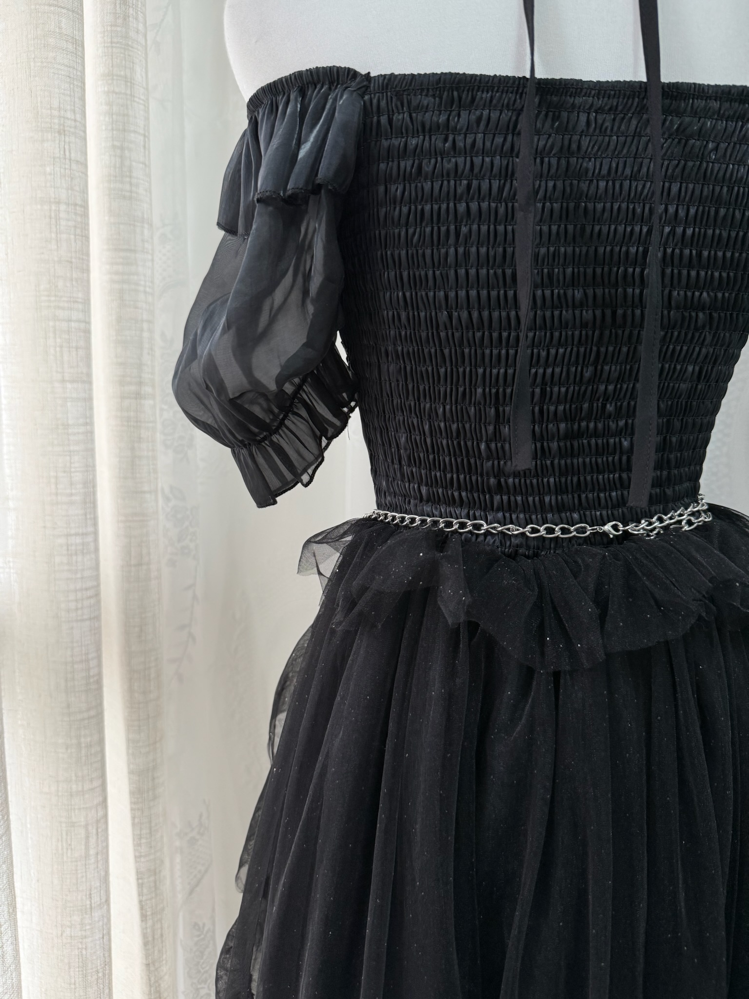 Punk Gothic Grace Halter Off-Shoulder Dress