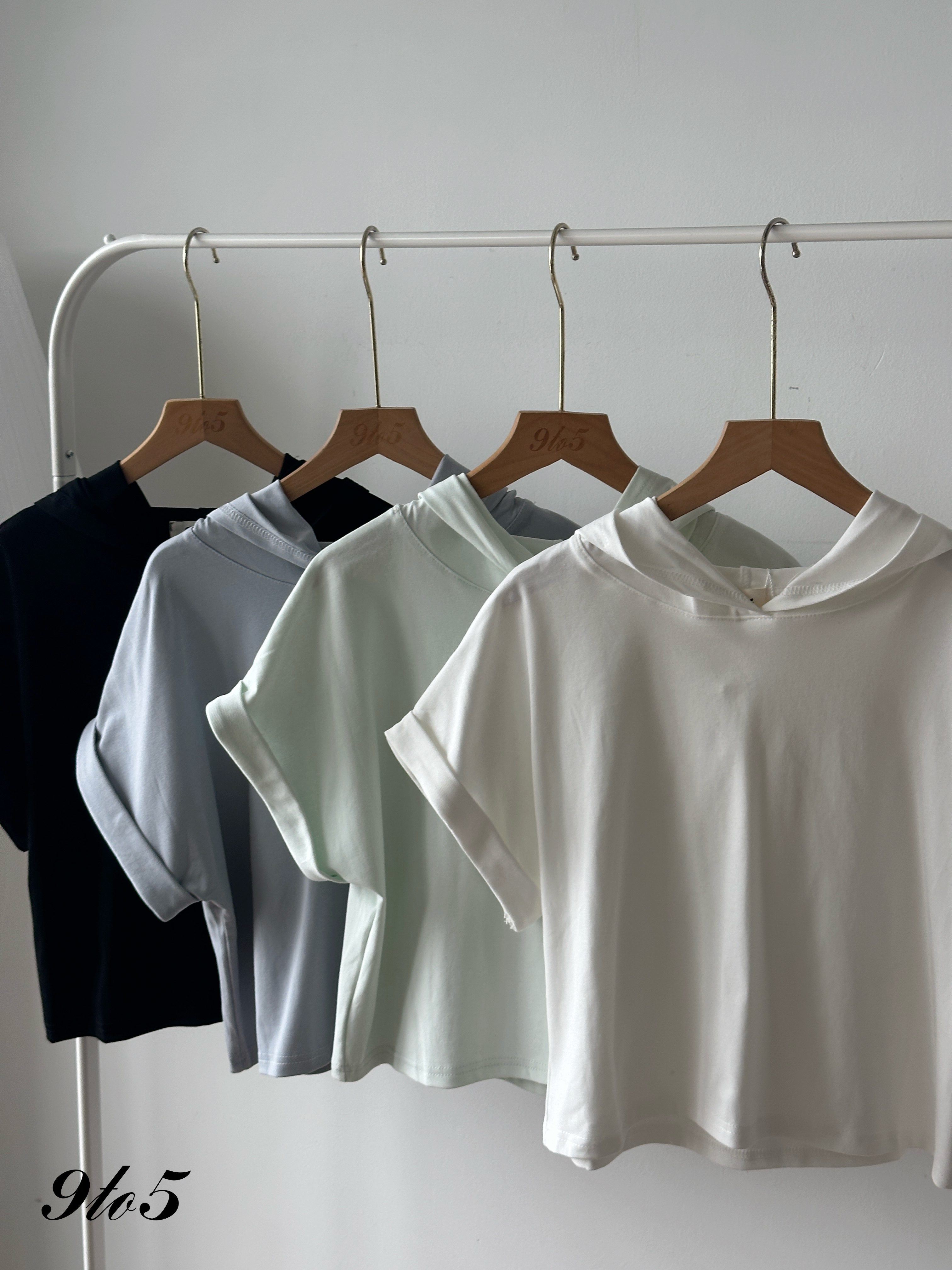 T4281 Short Sleeve Hoodie Top - 4 Colors 