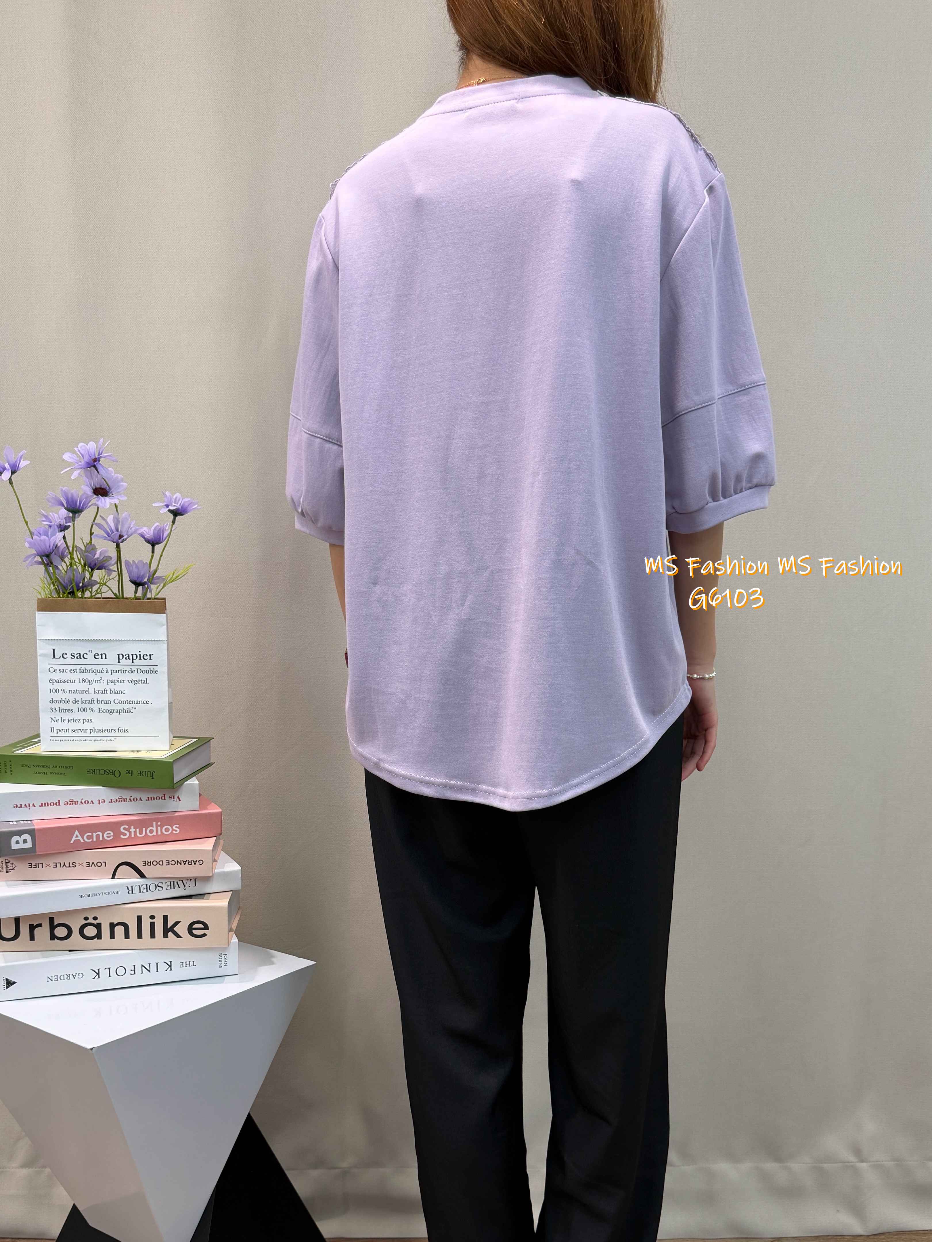 G6103 韓國🇰🇷靚print肩通花top