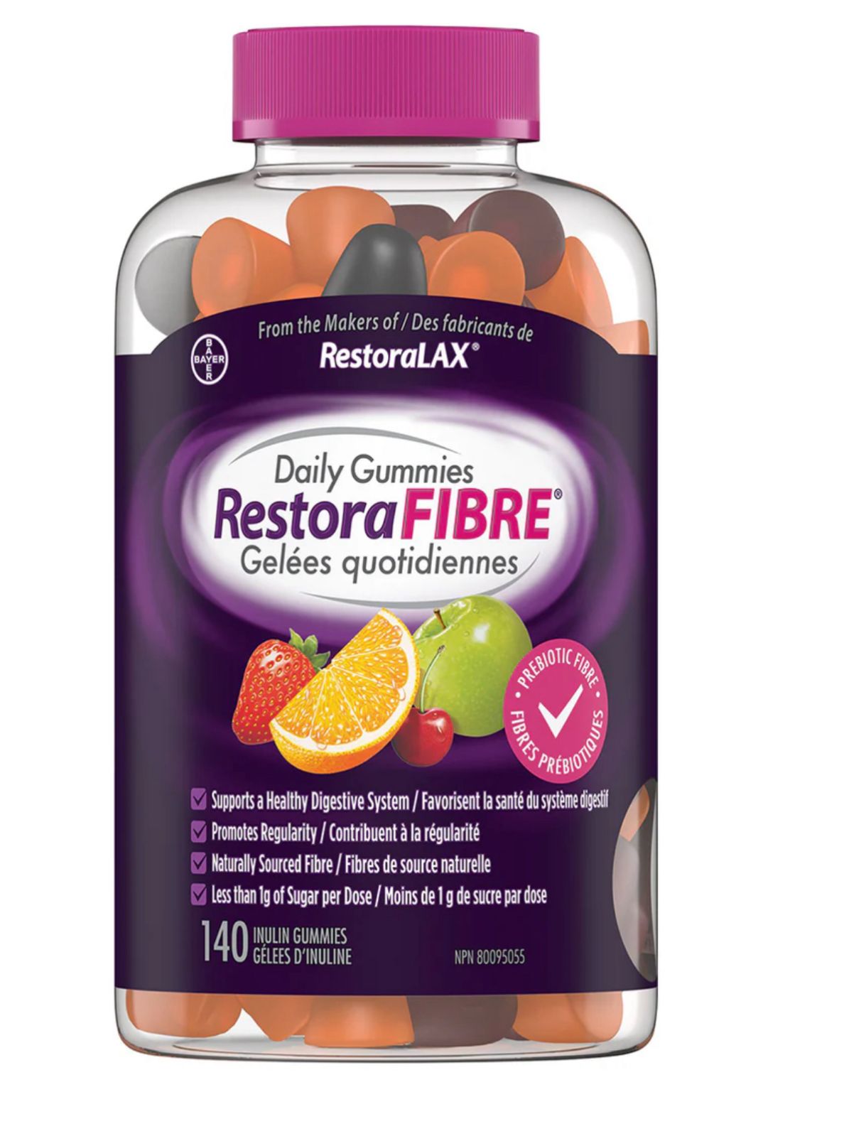 加拿大直送- RestoraFIBRE 益生元纖維軟糖 (天然果味) 280粒 (140粒 x 2樽)