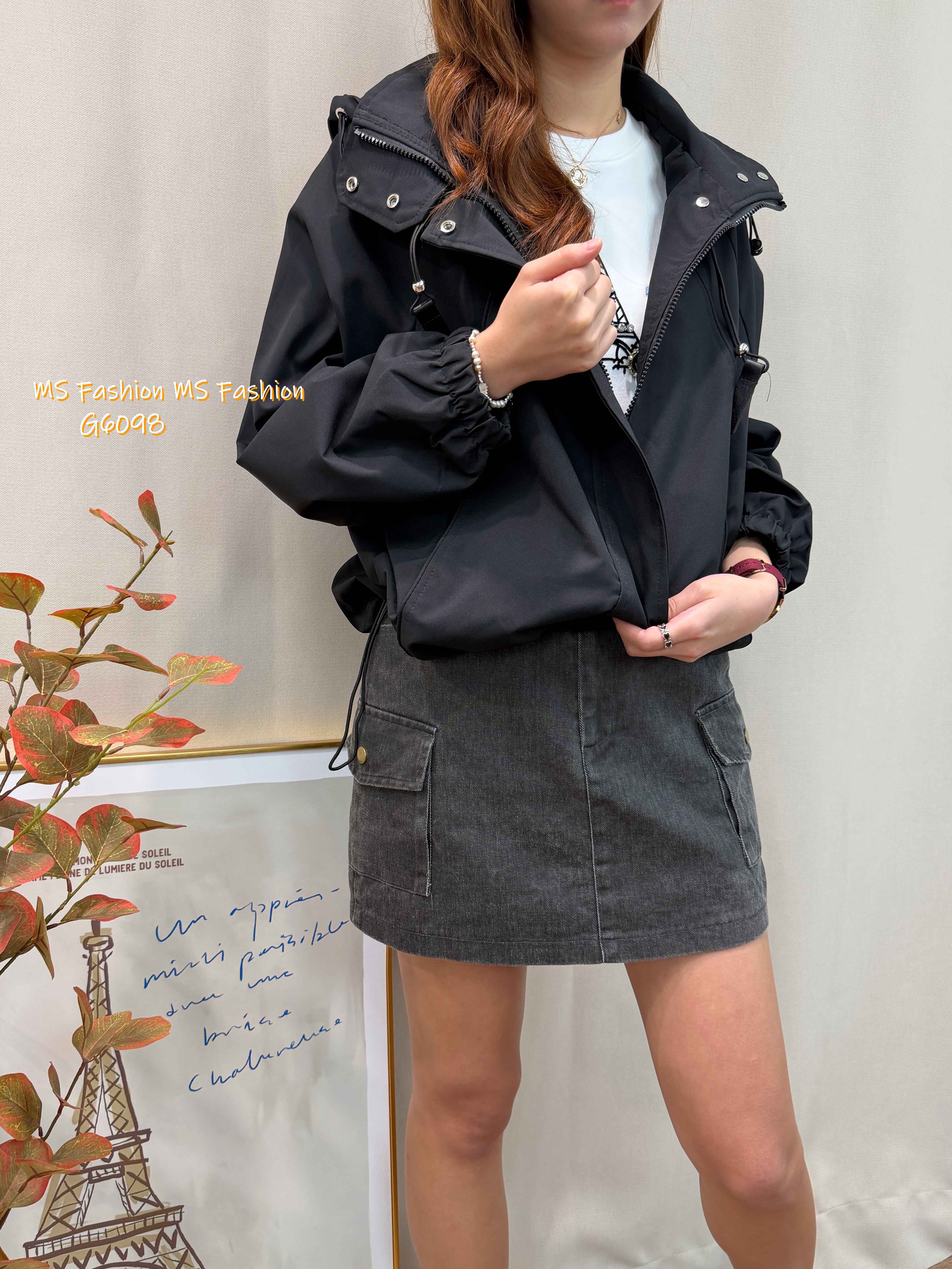 G6098 韓國🇰🇷靚色有帽風褸