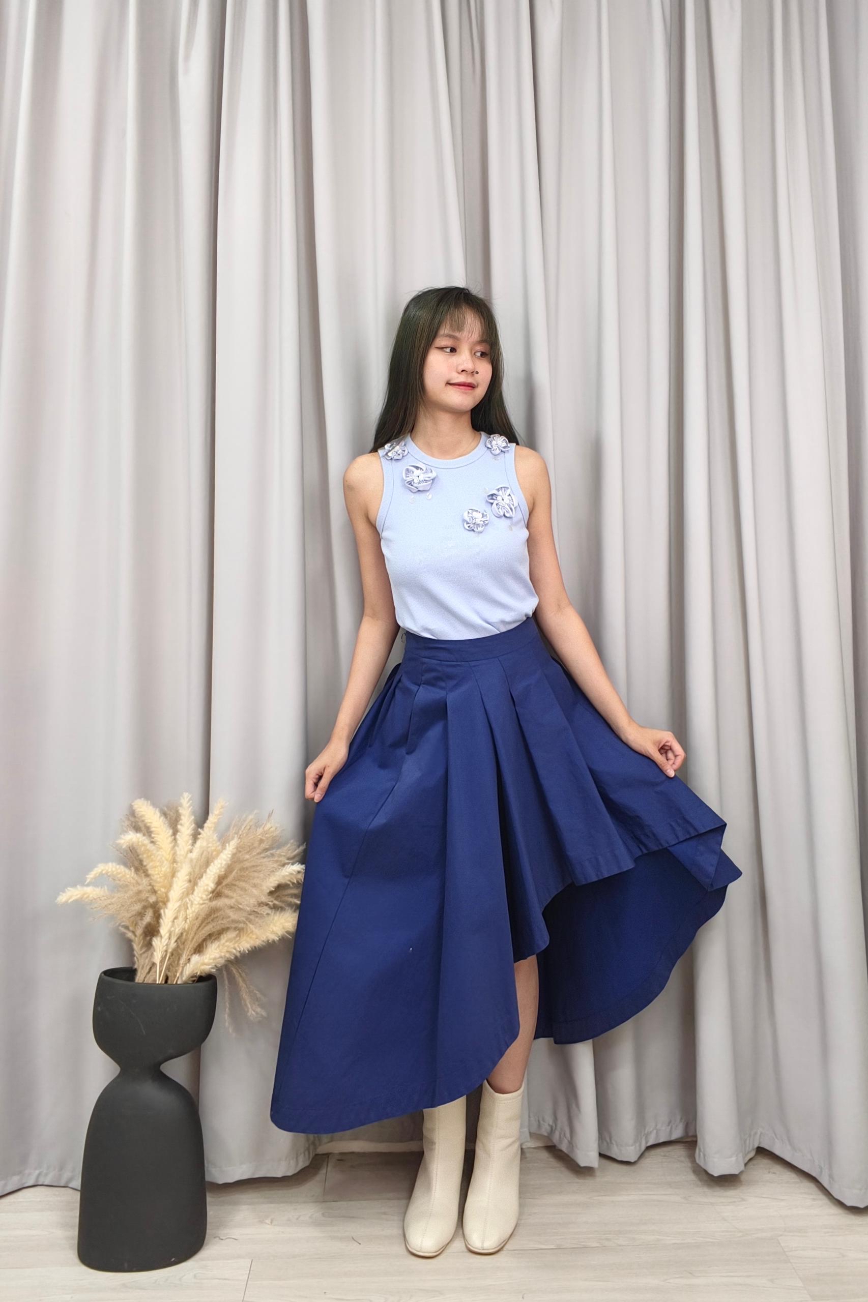 CS1328 Irregular Folds Mide Skirt