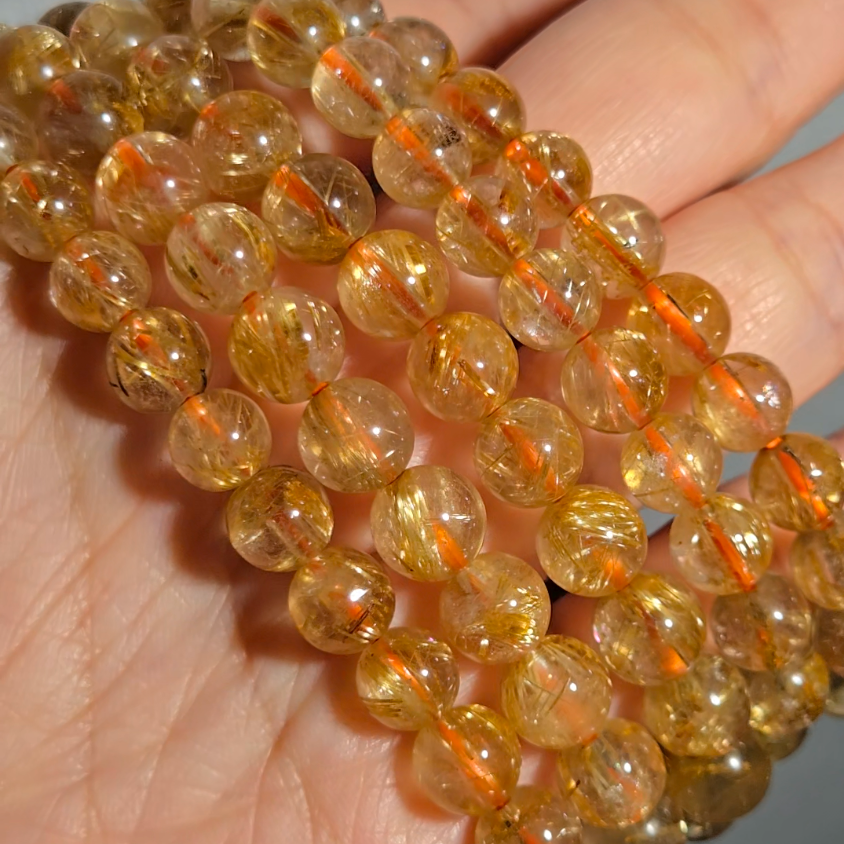 Golden rutilated quartz bead bracelets - JW107