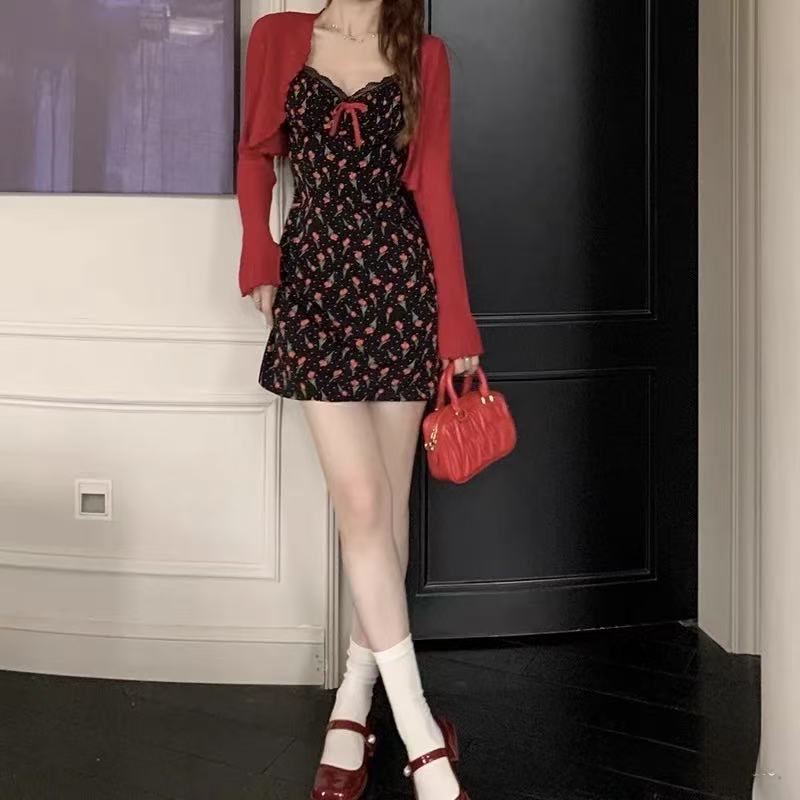 ST225纯欲碎花裙