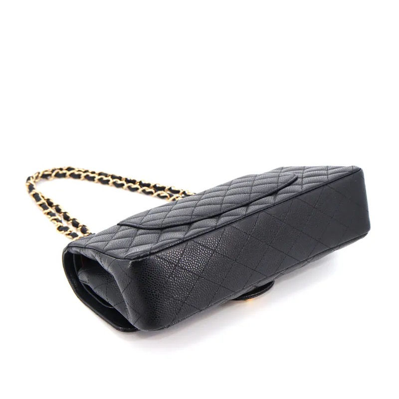 Chanel Matelasse Coco Mark Caviar Double Flap Chain Shoulder Bag