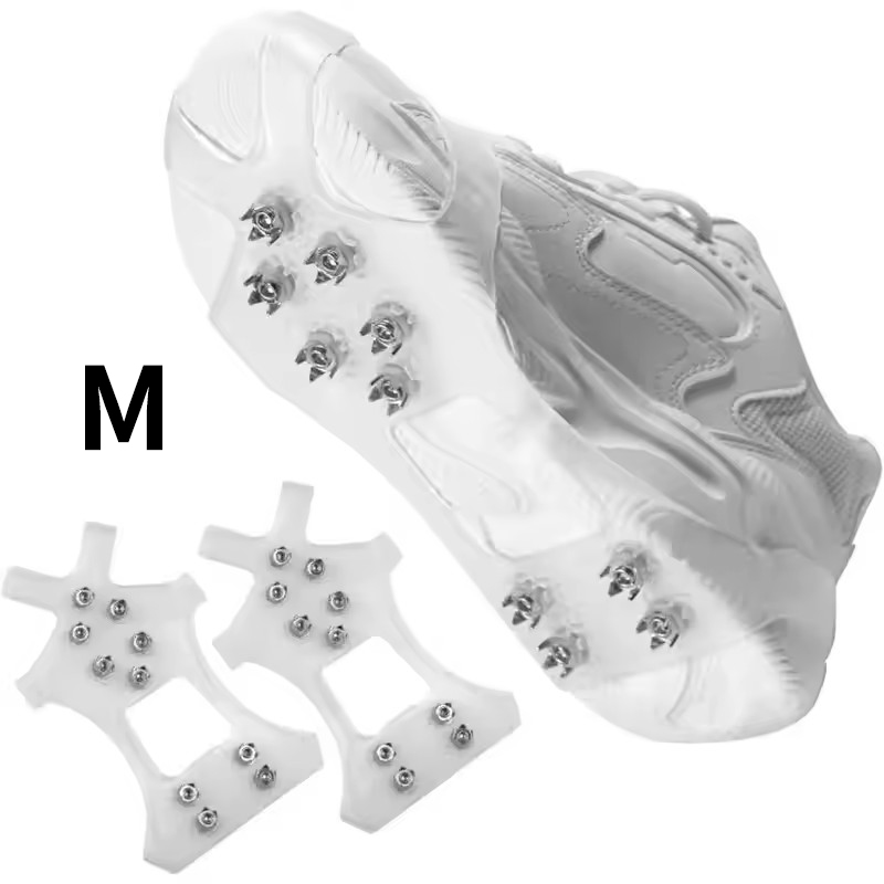 雪地鞋套 防滑耐磨 攀冰雪地 防摔防凍 10齒冰爪鞋套 S碼 [平行進口] HK2710