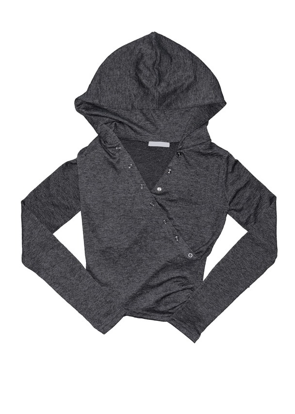 Asymmetric Snap Button Long Sleeve