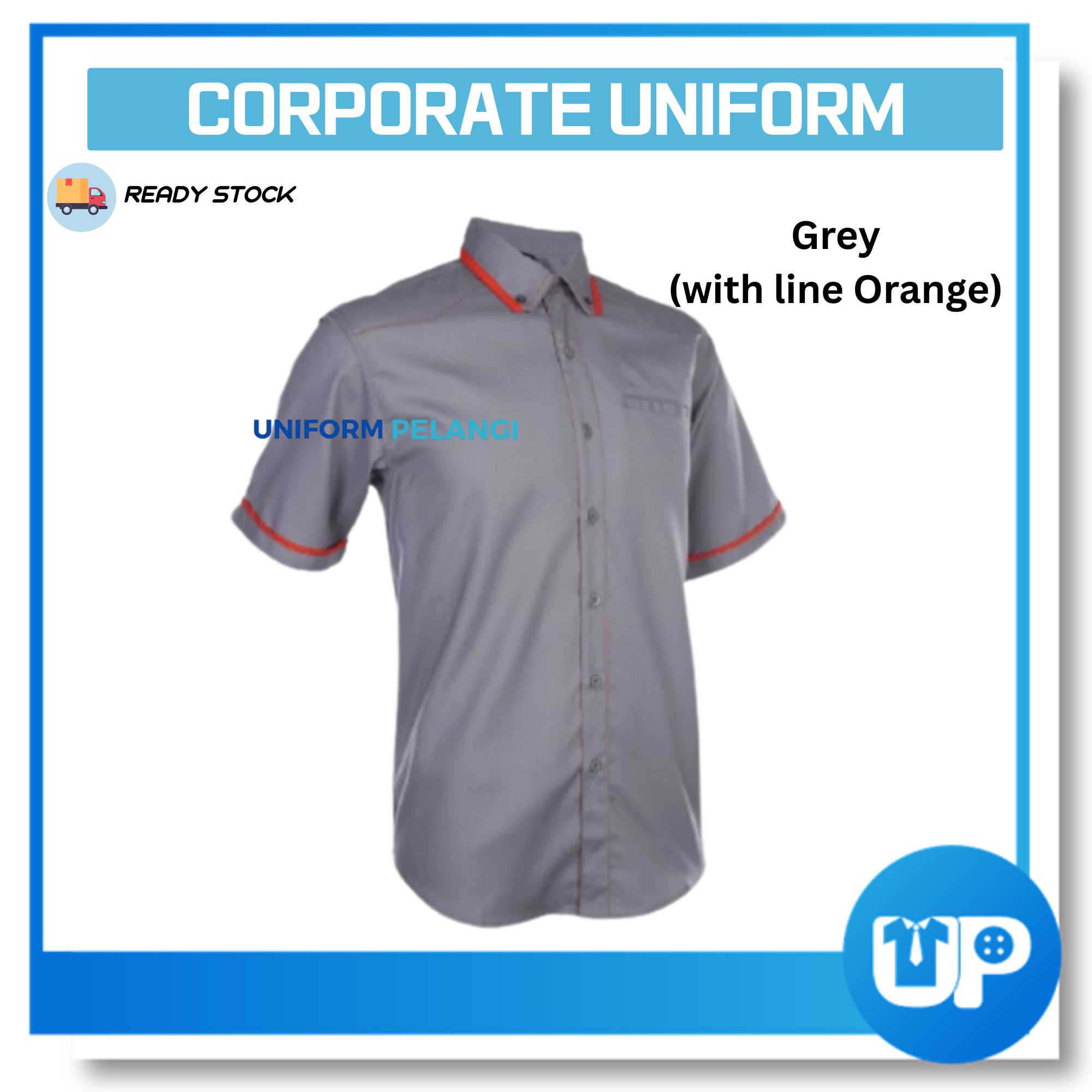 F130 Unisex F1 Corporate Uniform / BAJU KORPORAT / PV BUTTON-DOWN COLLAR SHORT SLEEVE (F130)