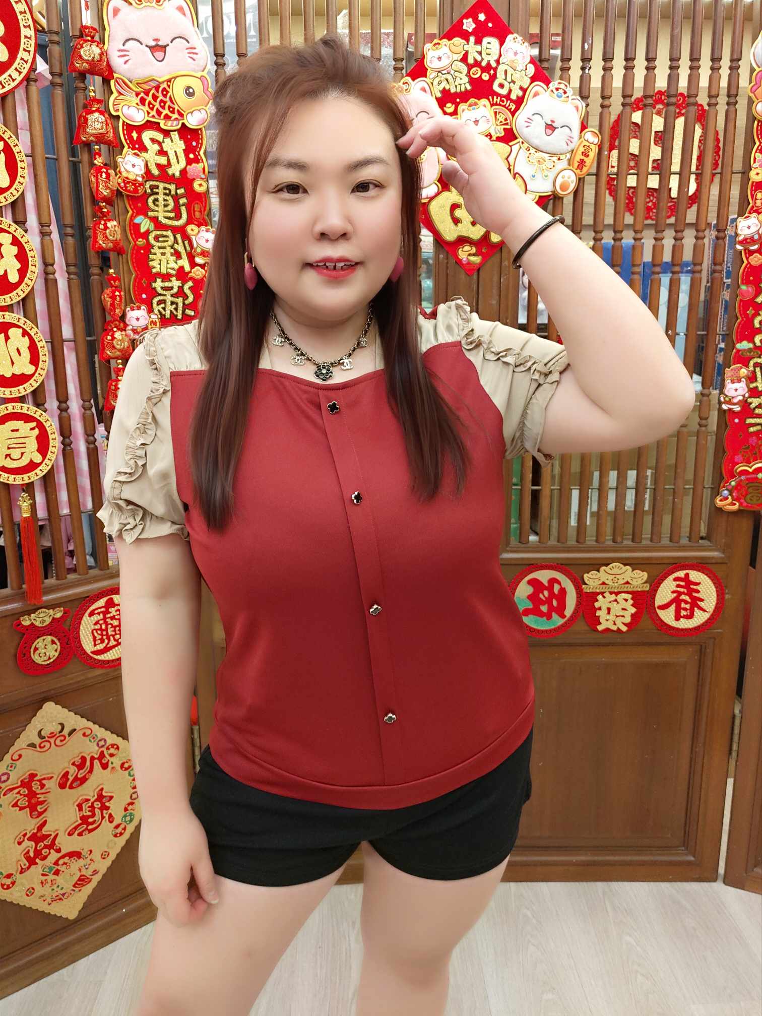 OTC04 23317 花边袖子上衣