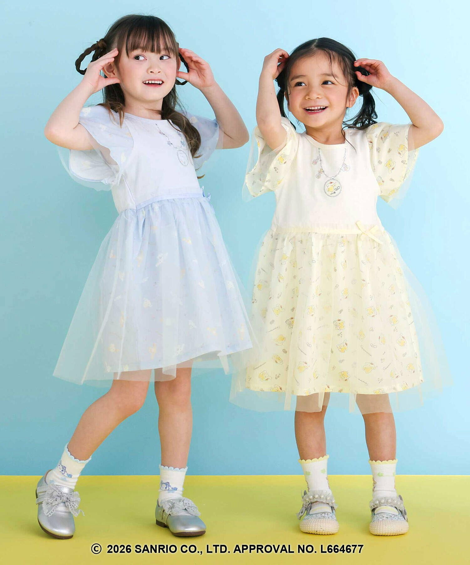 🇯🇵預訂 日本直送🇯🇵Slap Slip x Sanrio系列兩色人物印花頸鏈刺繡薄紗短袖連身裙