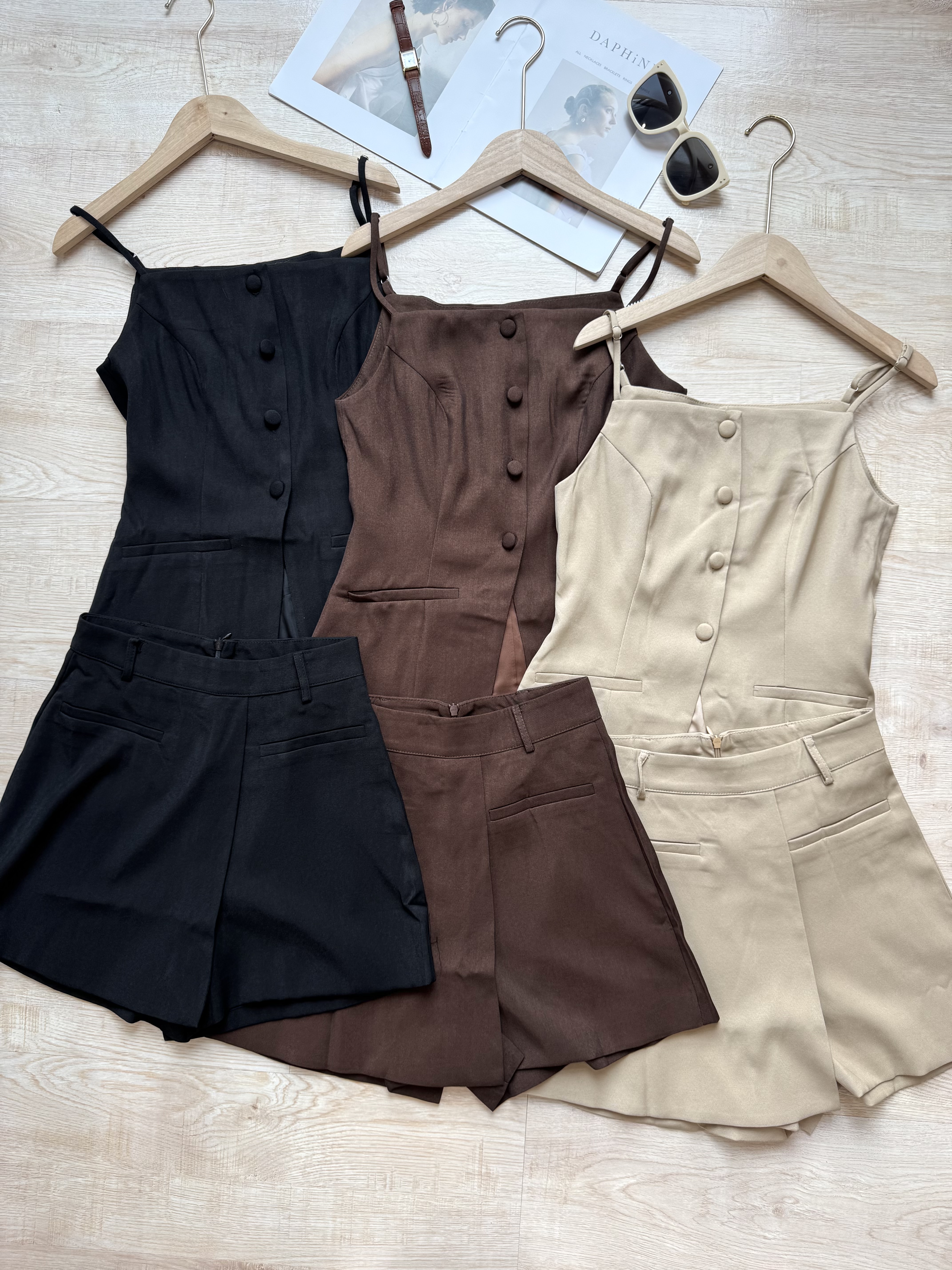 French Tailored Cami Set 法式收腰吊带西装裤裙套装 ( 3 colours )