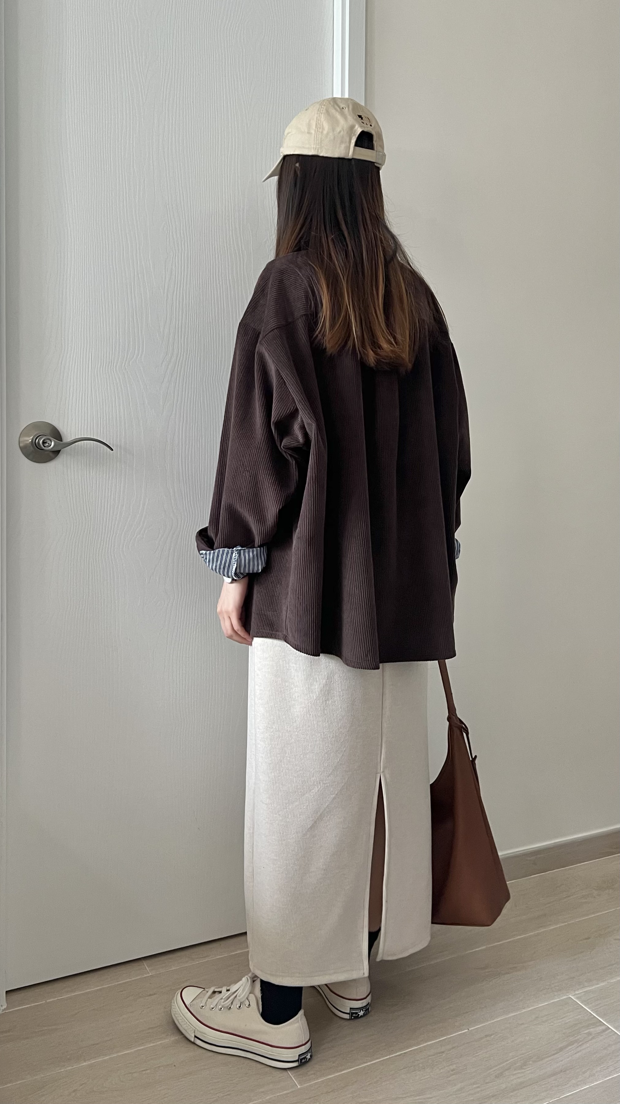 親膚軟熟細坑紋長裙 