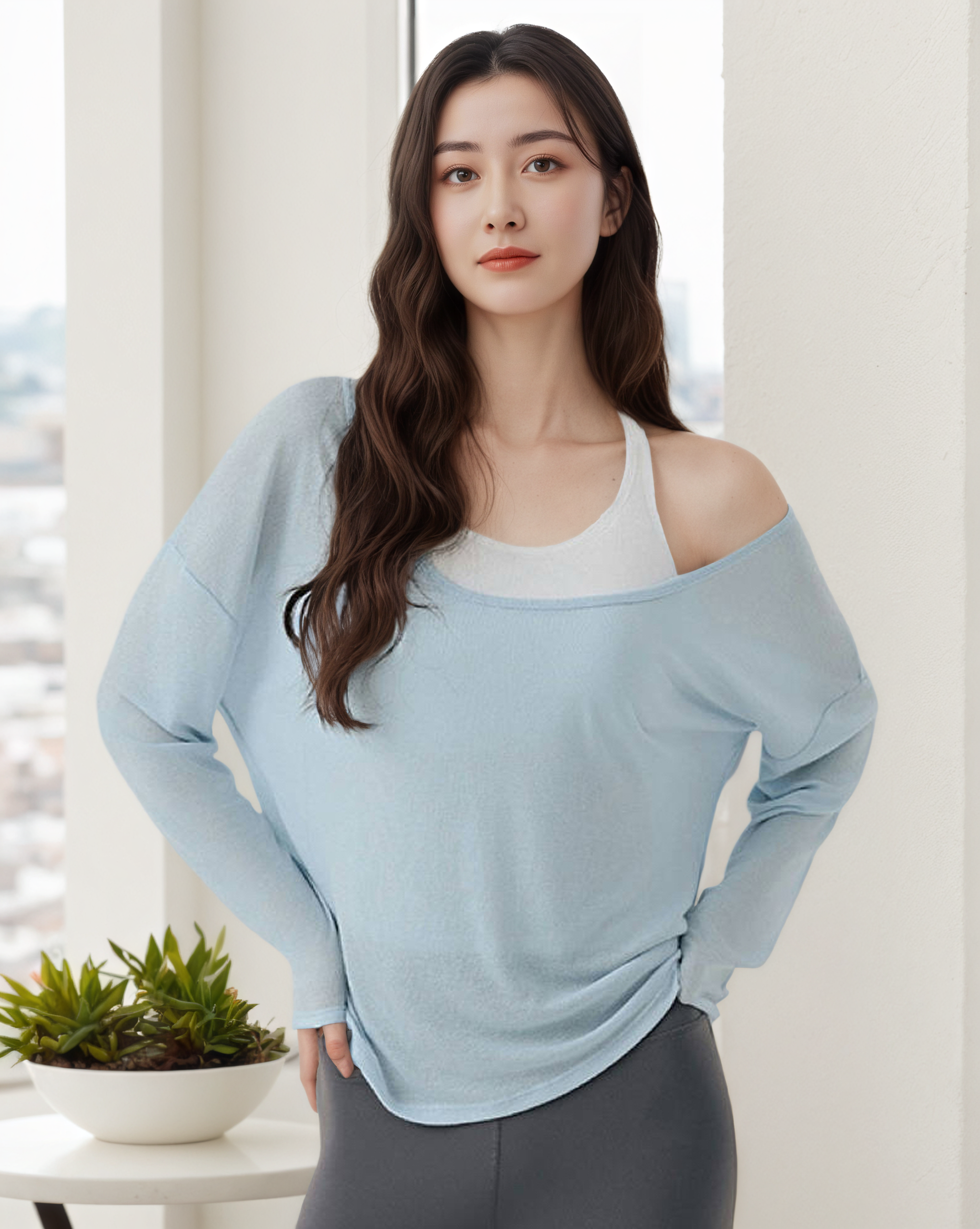 長袖罩衫運動背心疊穿兩件套