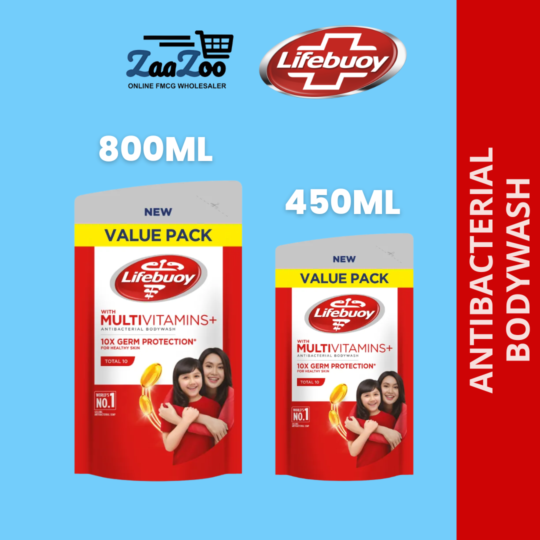 (VALUE PACK) Lifebuoy Body wash Anti Bacteria / Refill Pack - 450ml / 800 ml -  TOTAL 10