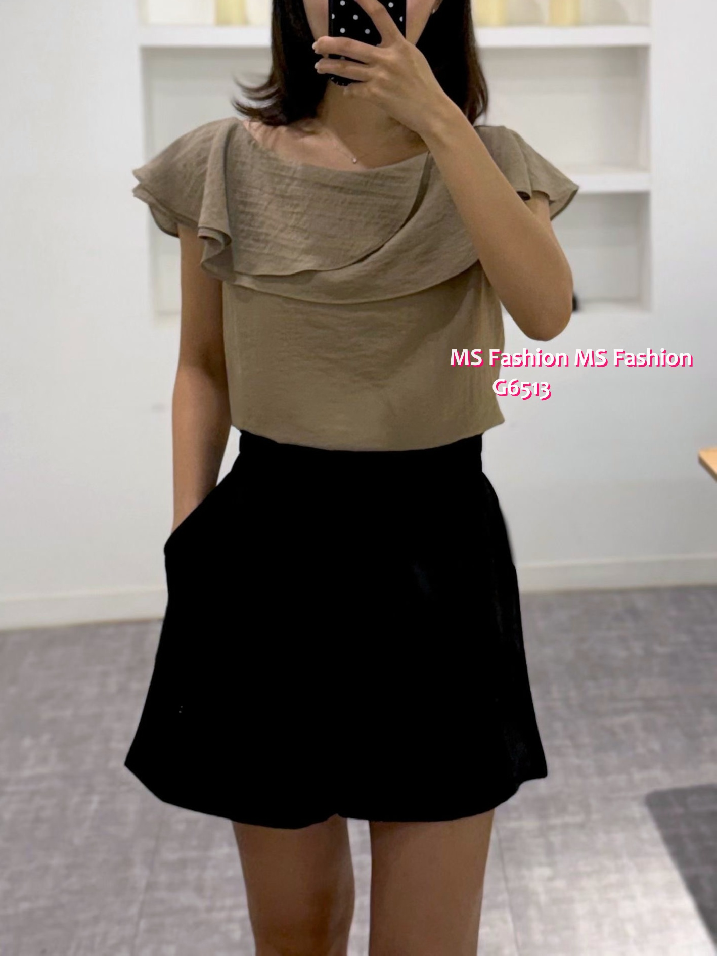 G6513 簡約ruffle top