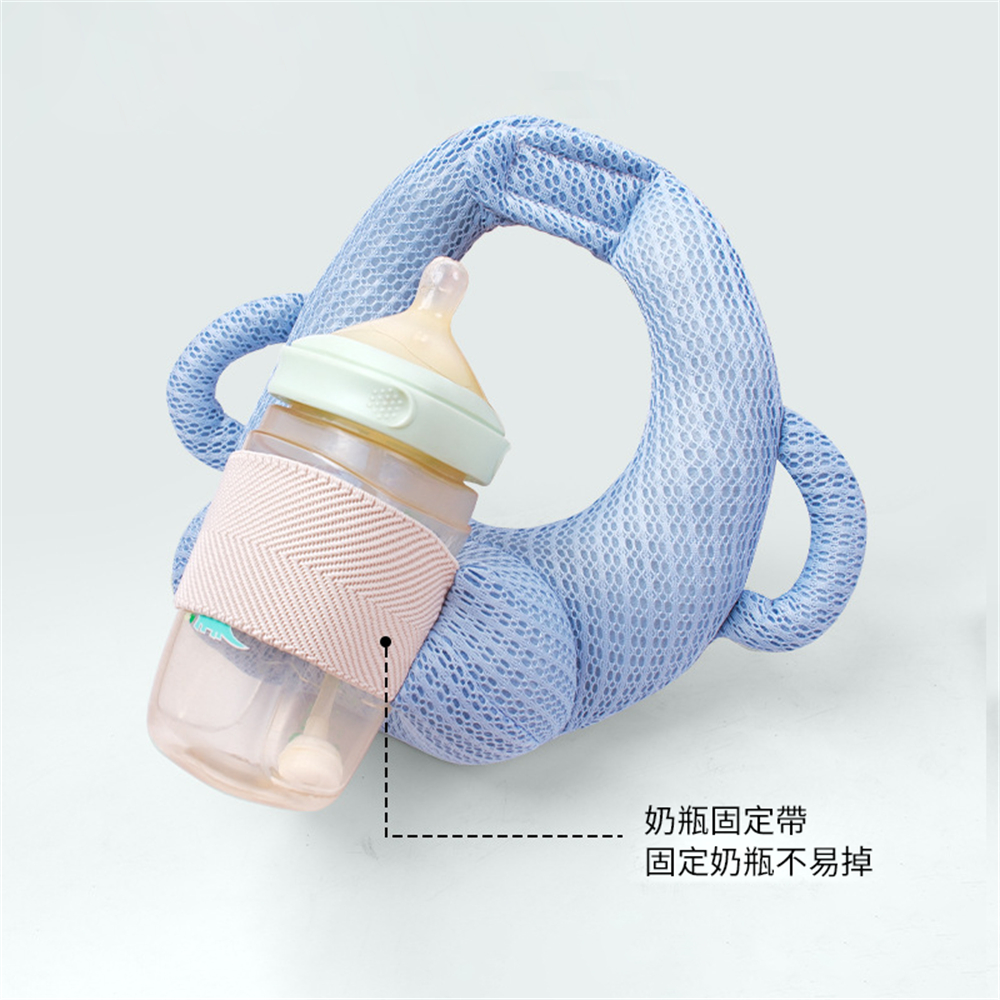 寶寶自動餵奶枕 懶人哺乳枕頭 防吐奶枕頭 嬰兒食奶固定支架 粉色 [平行進口] HK2731