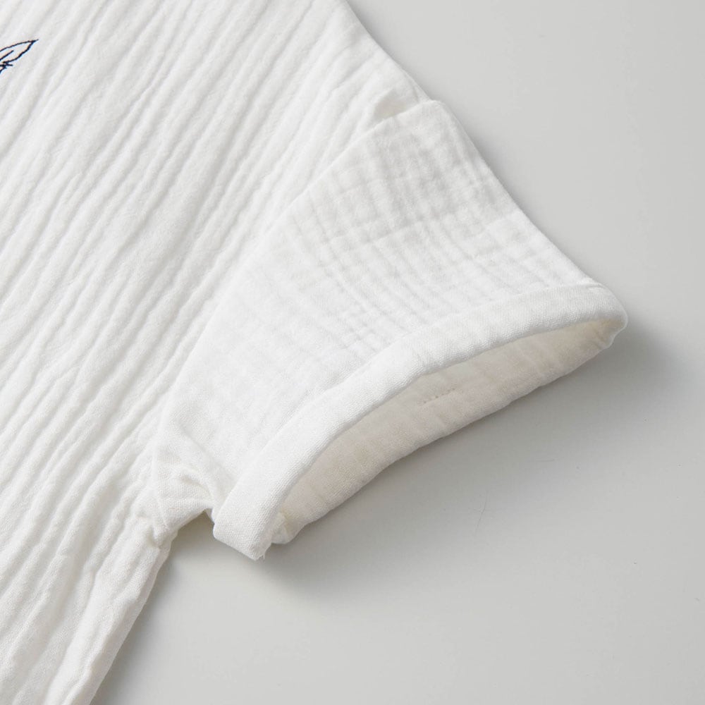 🆕【⭐訂購⭐】🇯🇵 日本直送🌀飄逸輕盈 雙層紗棉 刺繡短袖Tee［2款選］🌀[ELDA-0097][260510]