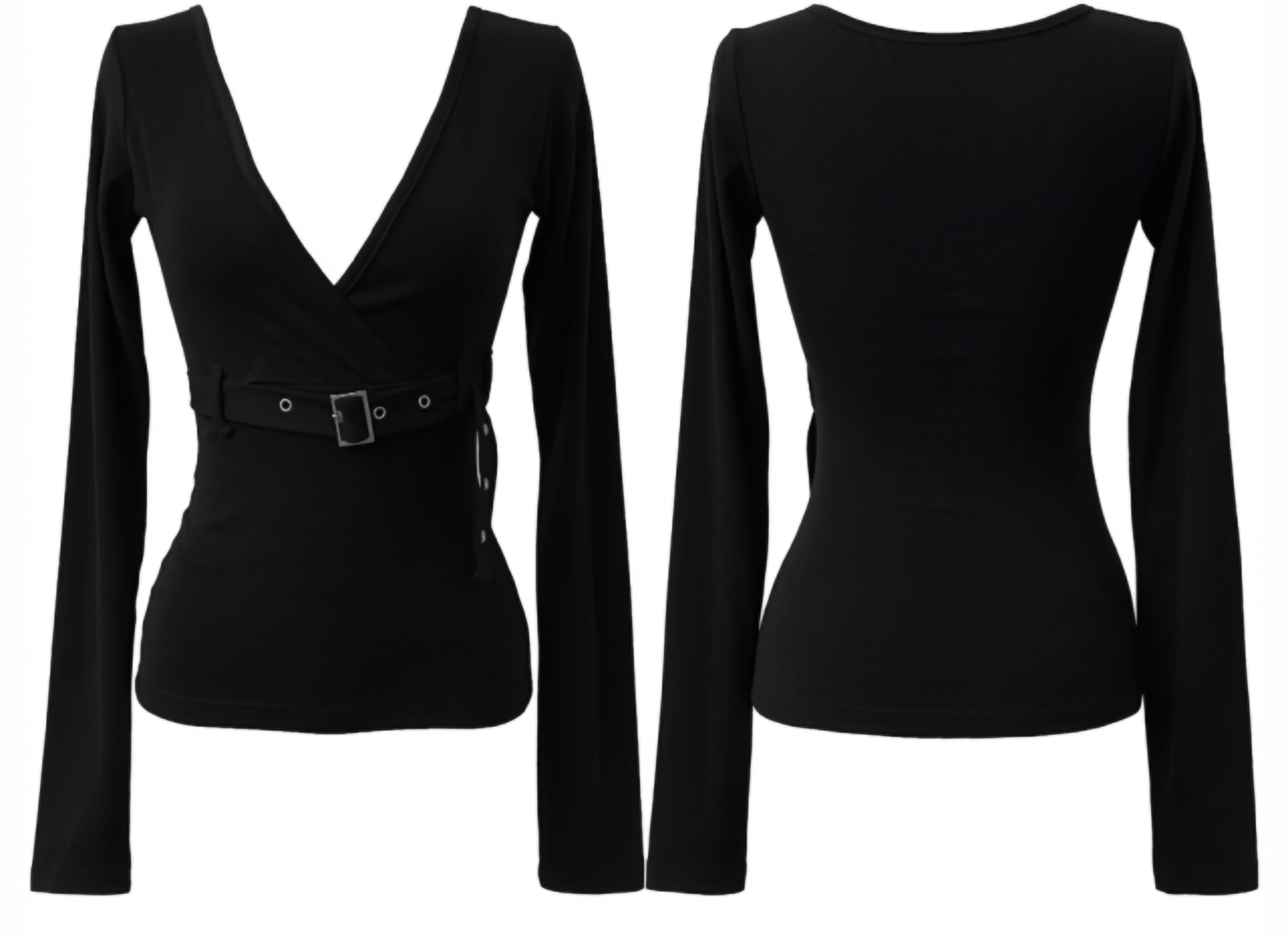 Belted Wrap V-Neck Top