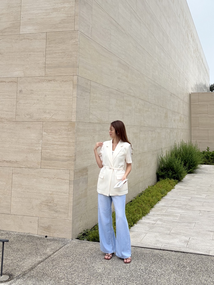 Claire Belted Blazer (Ivory)