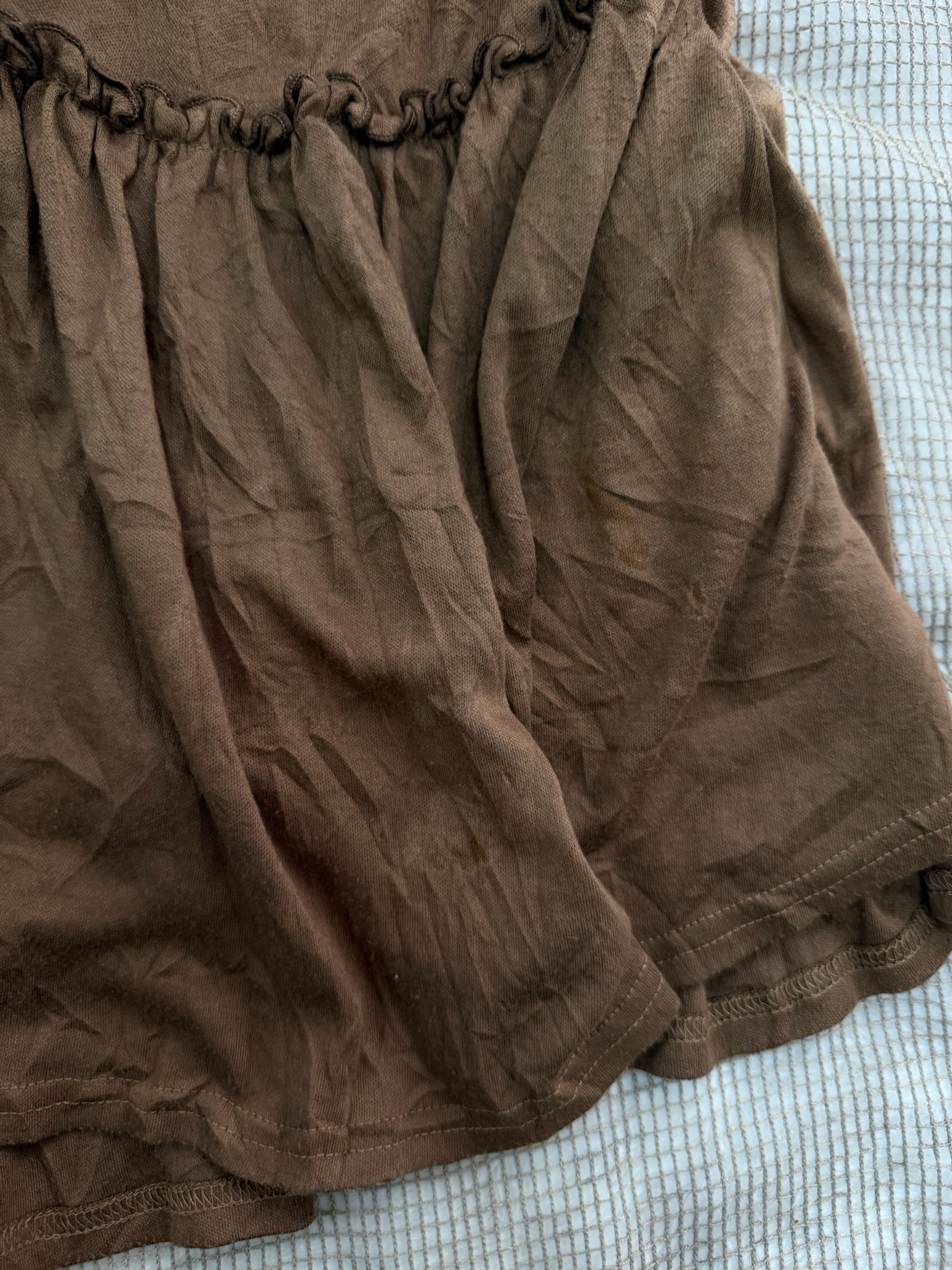 Mocha Brown Grunge Flared Ruffle Skirt 