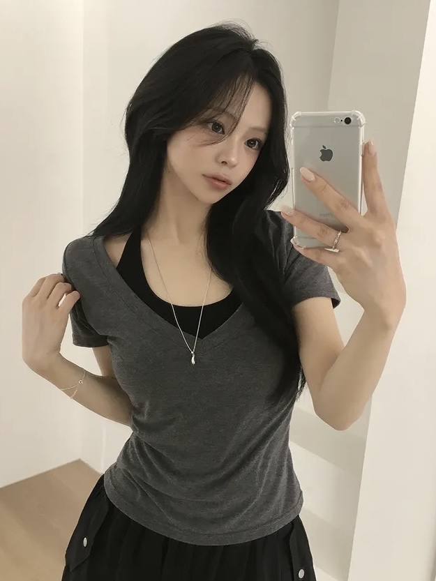Halter Neck Layered V-Neck Top
