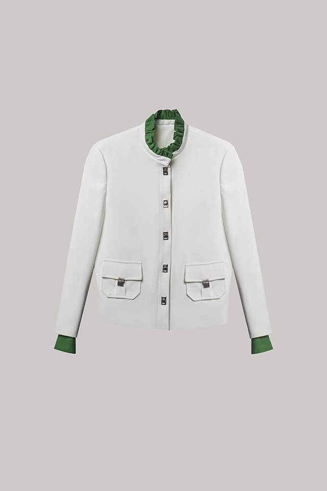 Soft Contrast Collar Button Jacket