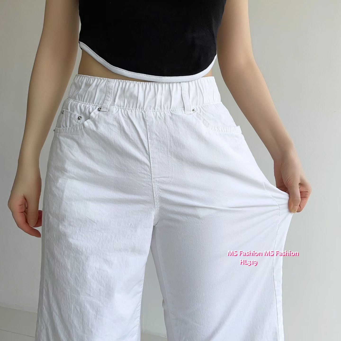 HL319 韓國👖Howluk微吊腳彈力棉闊筒褲