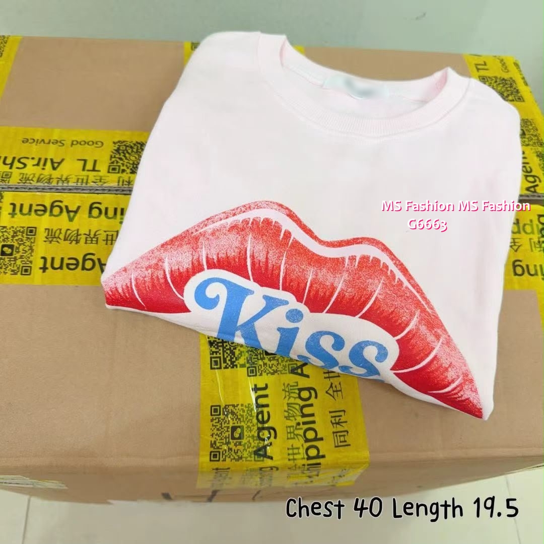 G6663 咀唇字母print top