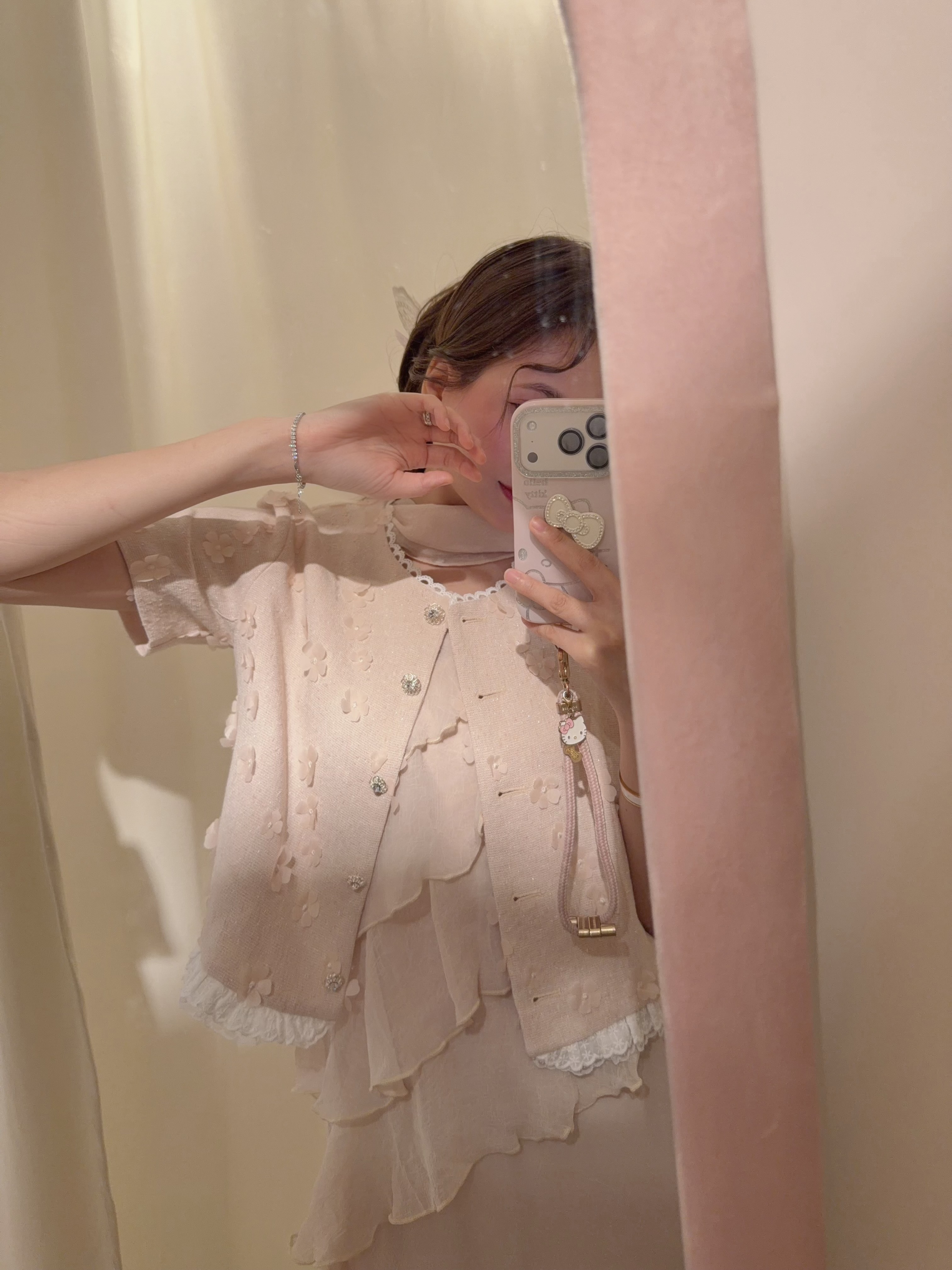#HANNA-made# Twinkling Embroidered Blossom Tweed Jacket