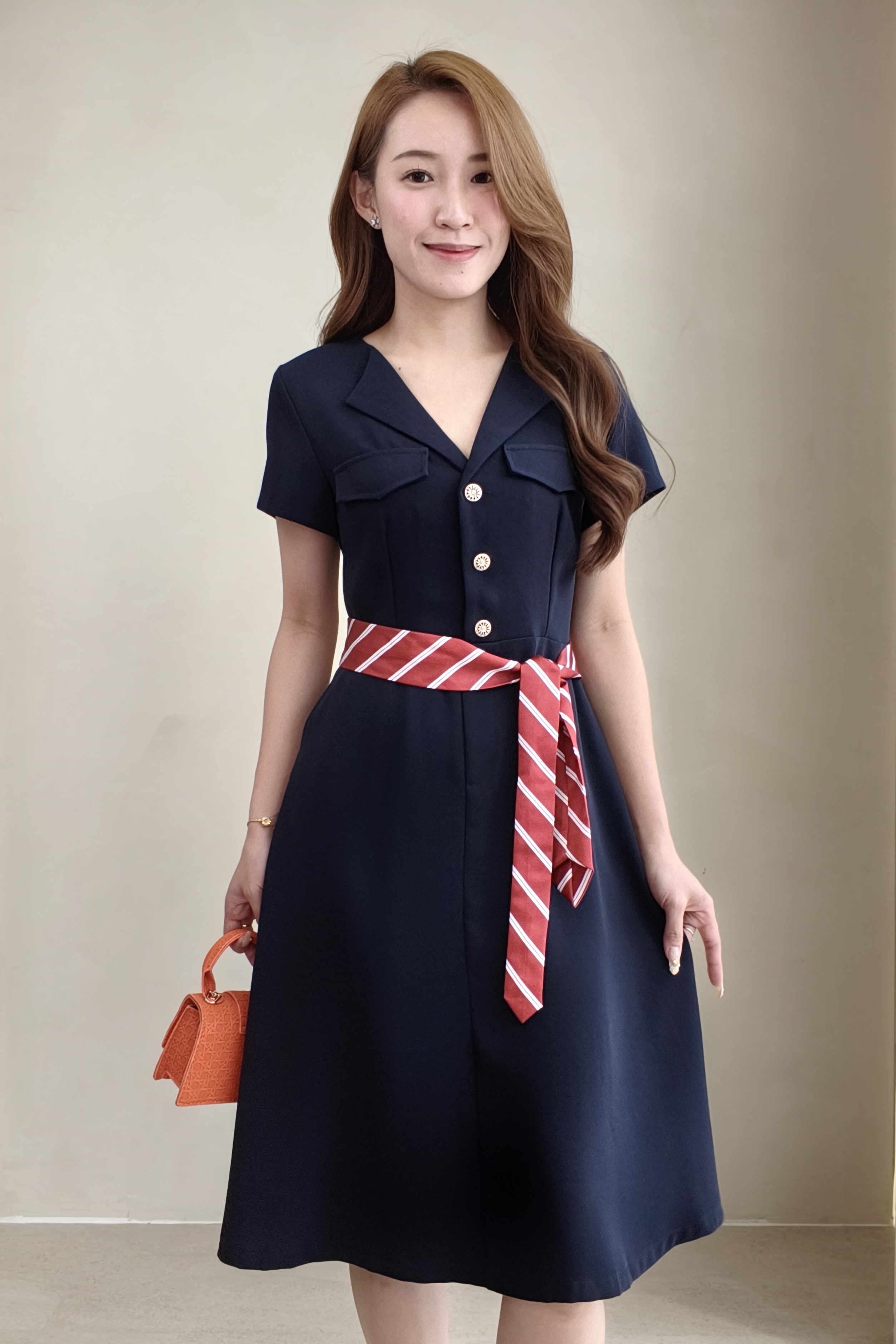 31198 Aurora Grace Belted Midi Dress