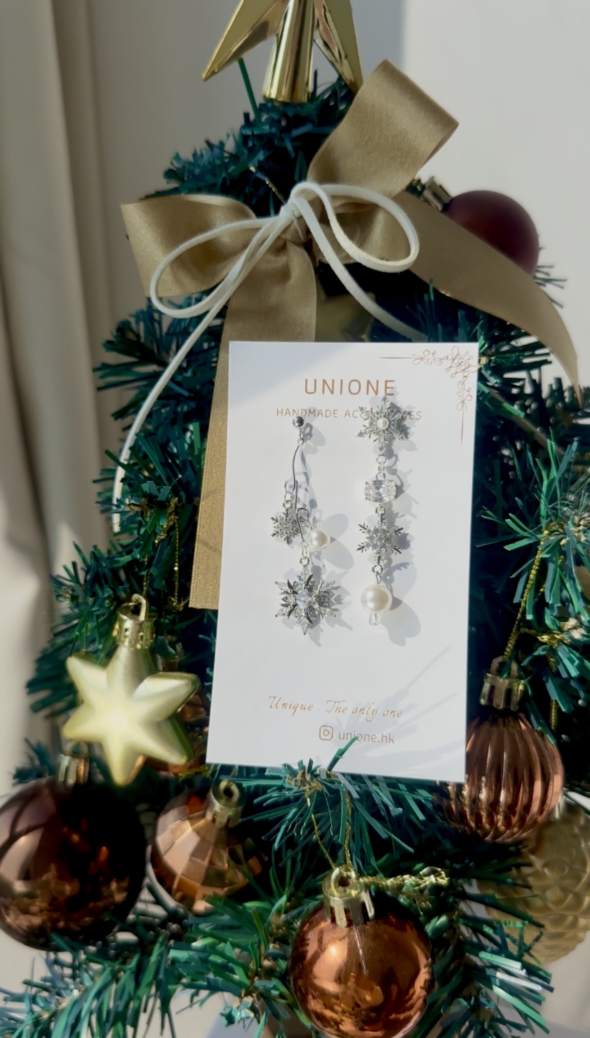 白色聖誕❄️珍鑽星耳環(銀)